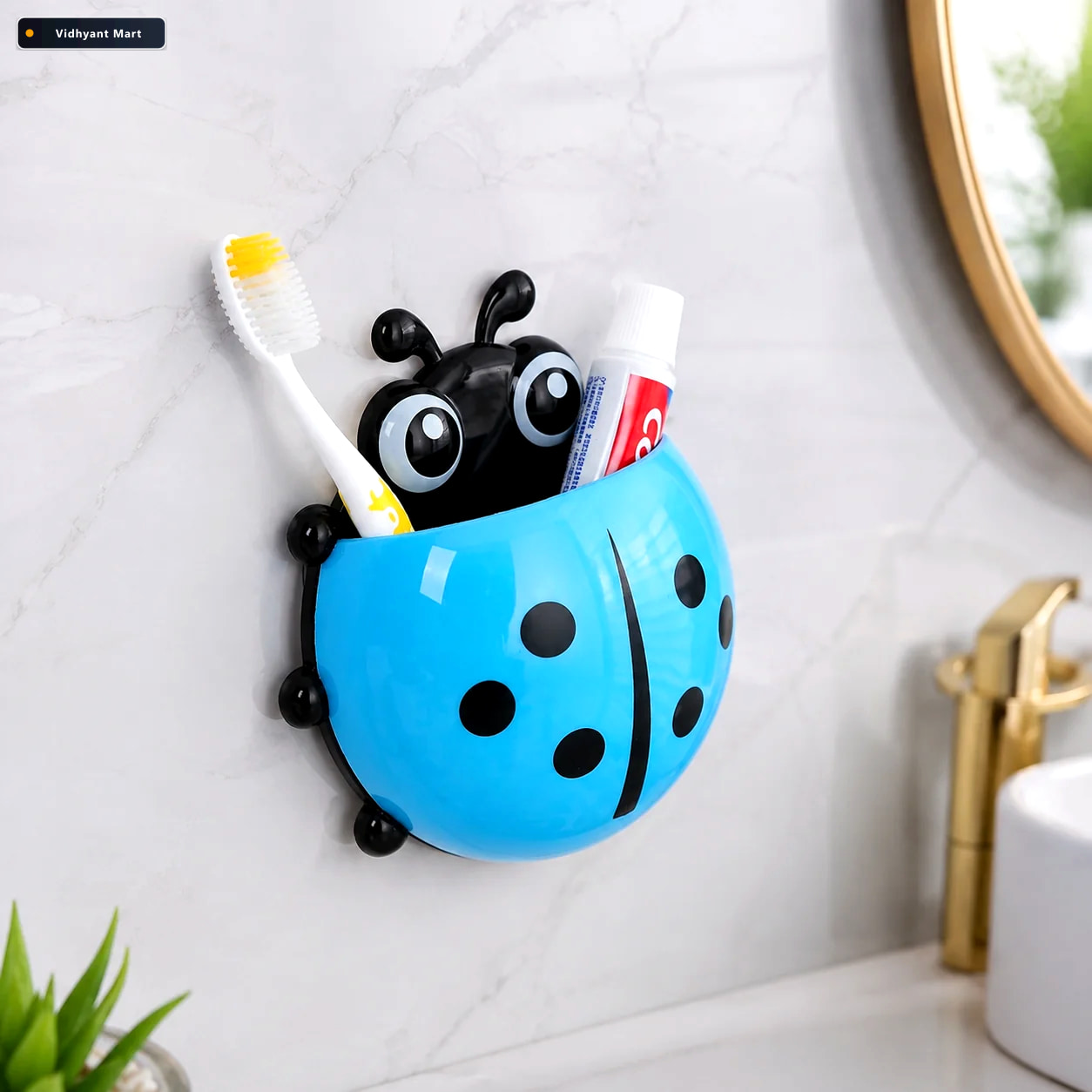 Vidhyant Mart Ladybug Toothbrush Holder Suction Hook Bathroom Or 1