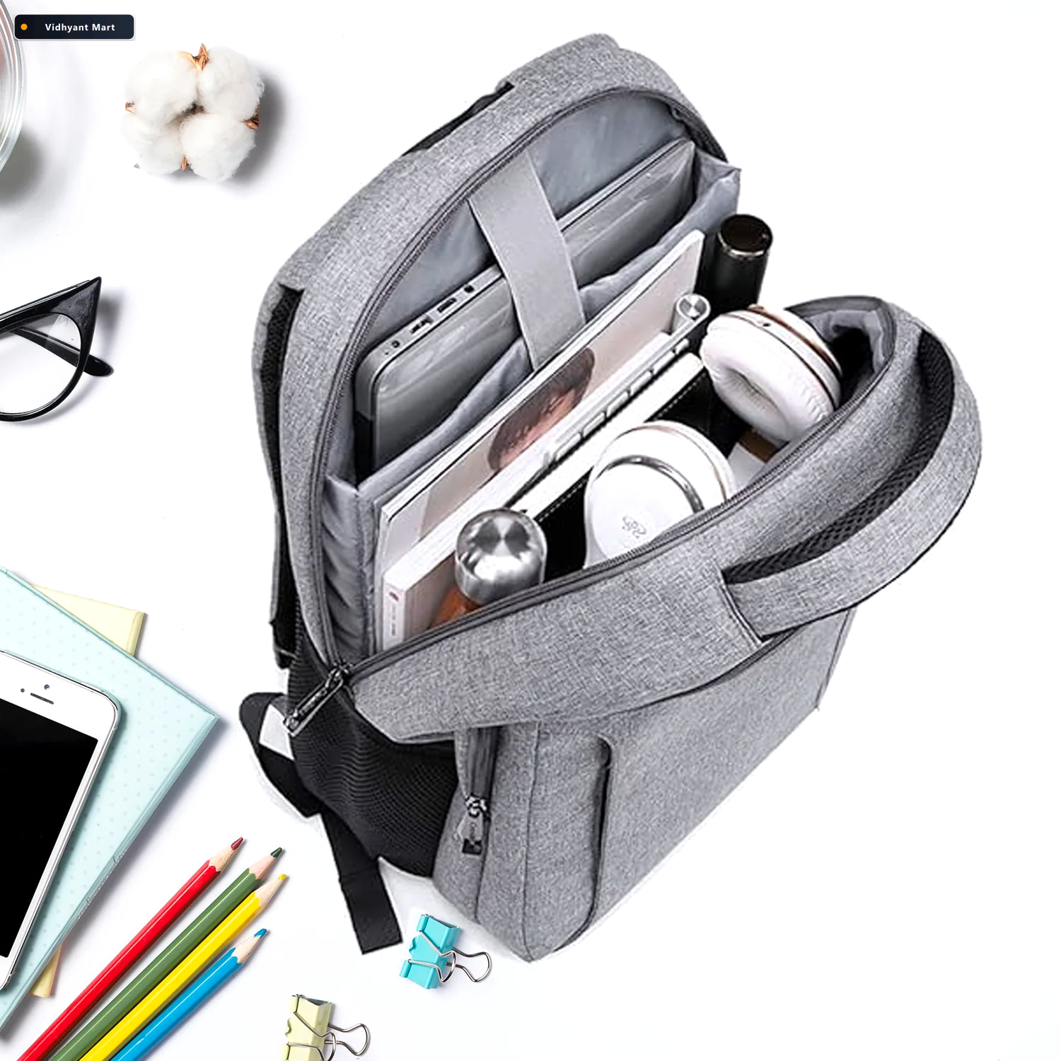 Vidhyant Mart Laptop Bag Water Resistant Padded Multi Pocket Fer 2