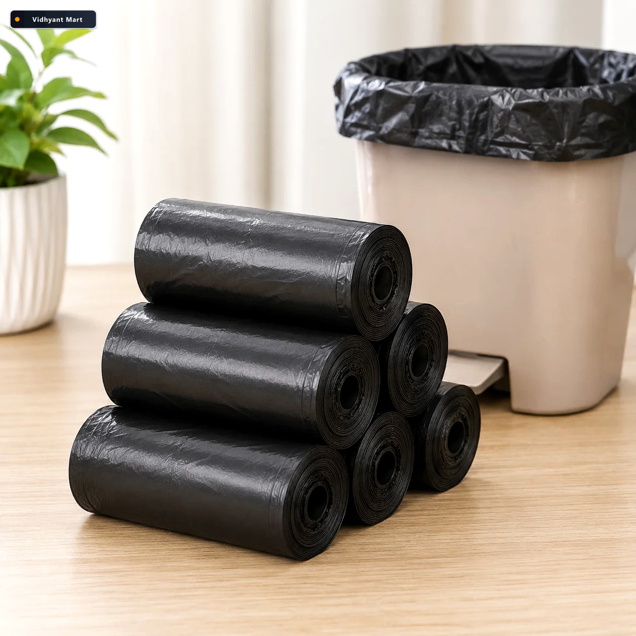 Vidhyant Mart Large Black Garbage Bags Heavy Duty 30x50 Inch Vel 1
