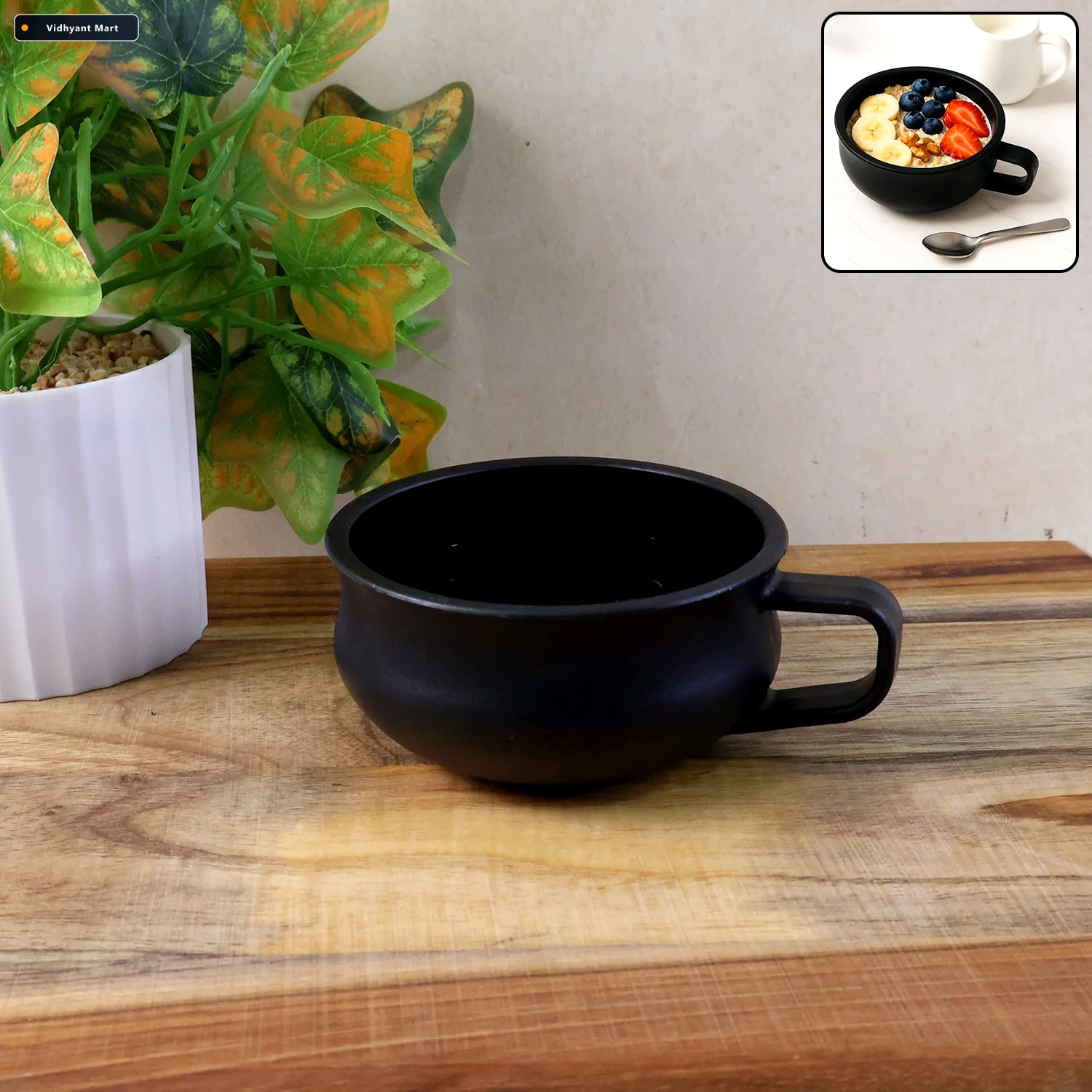 Vidhyant Mart Large Capacity Deep Handle Bowl Ergonomic Grip For 1