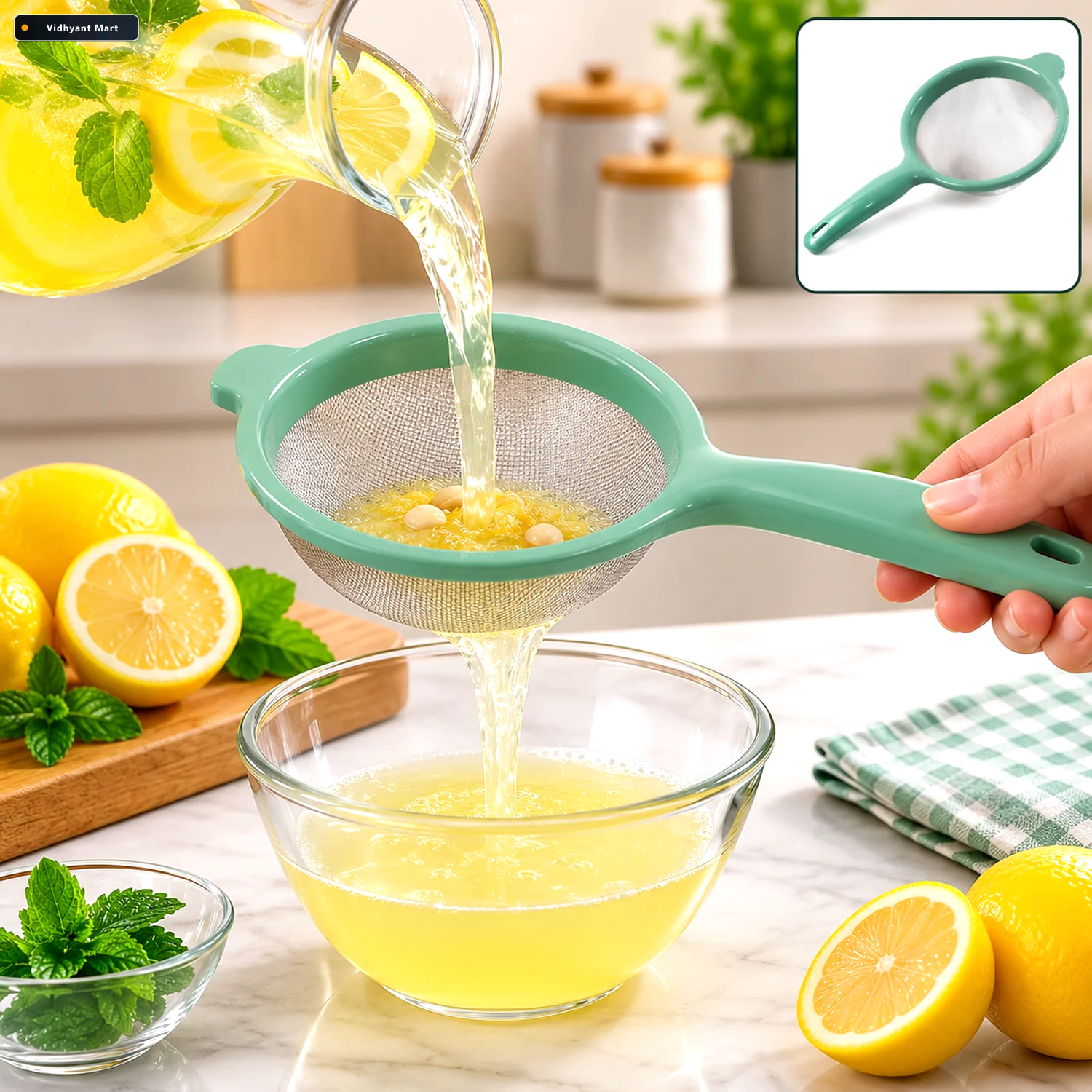 Vidhyant Mart Large Kitchen Strainer Fine Stainless Steel Mesh W 1