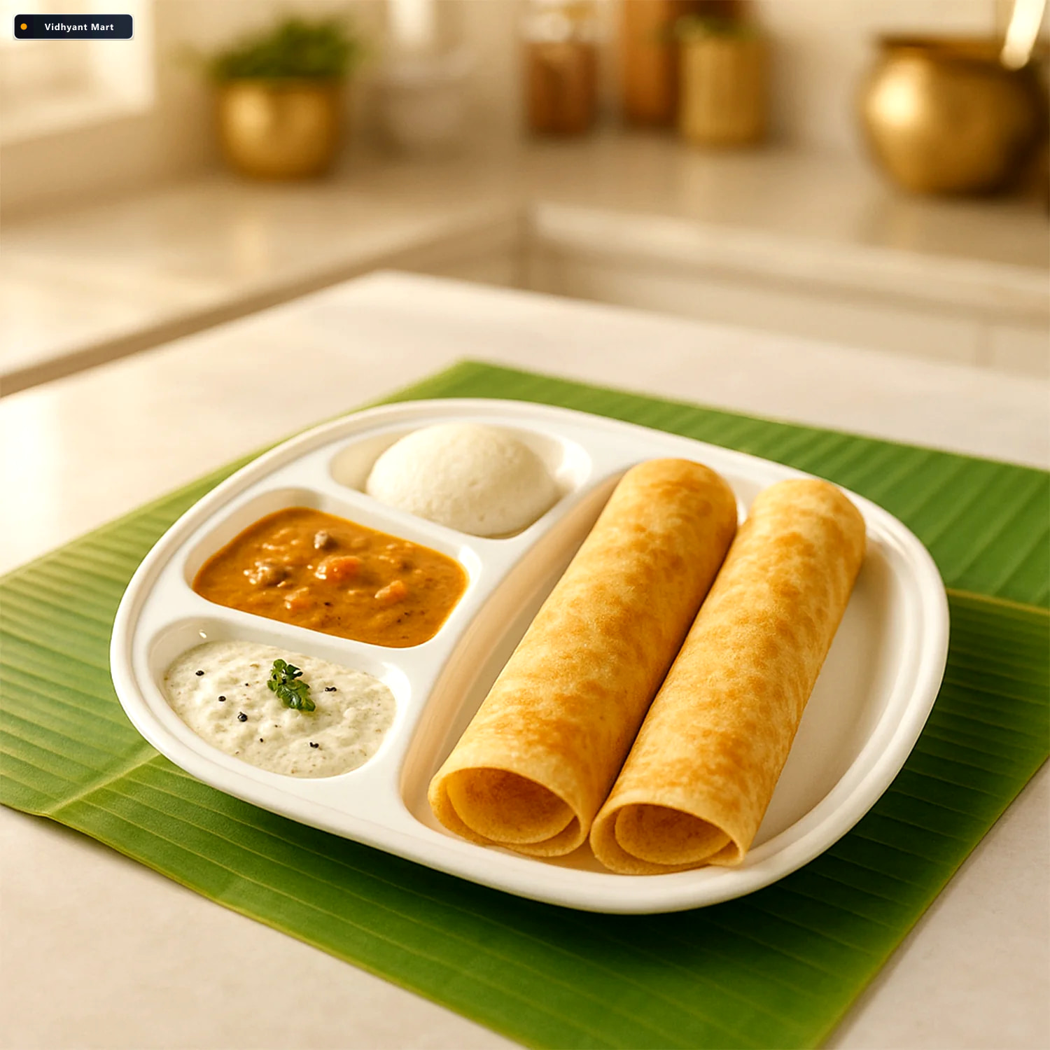 Vidhyant Mart Large Plastic Compartment Dinner Plate 4 Sections 2
