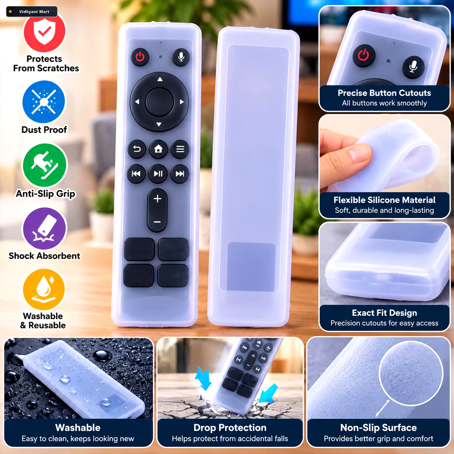 Vidhyant Mart Large Silicone Remote Control Cover For Grip And S 2