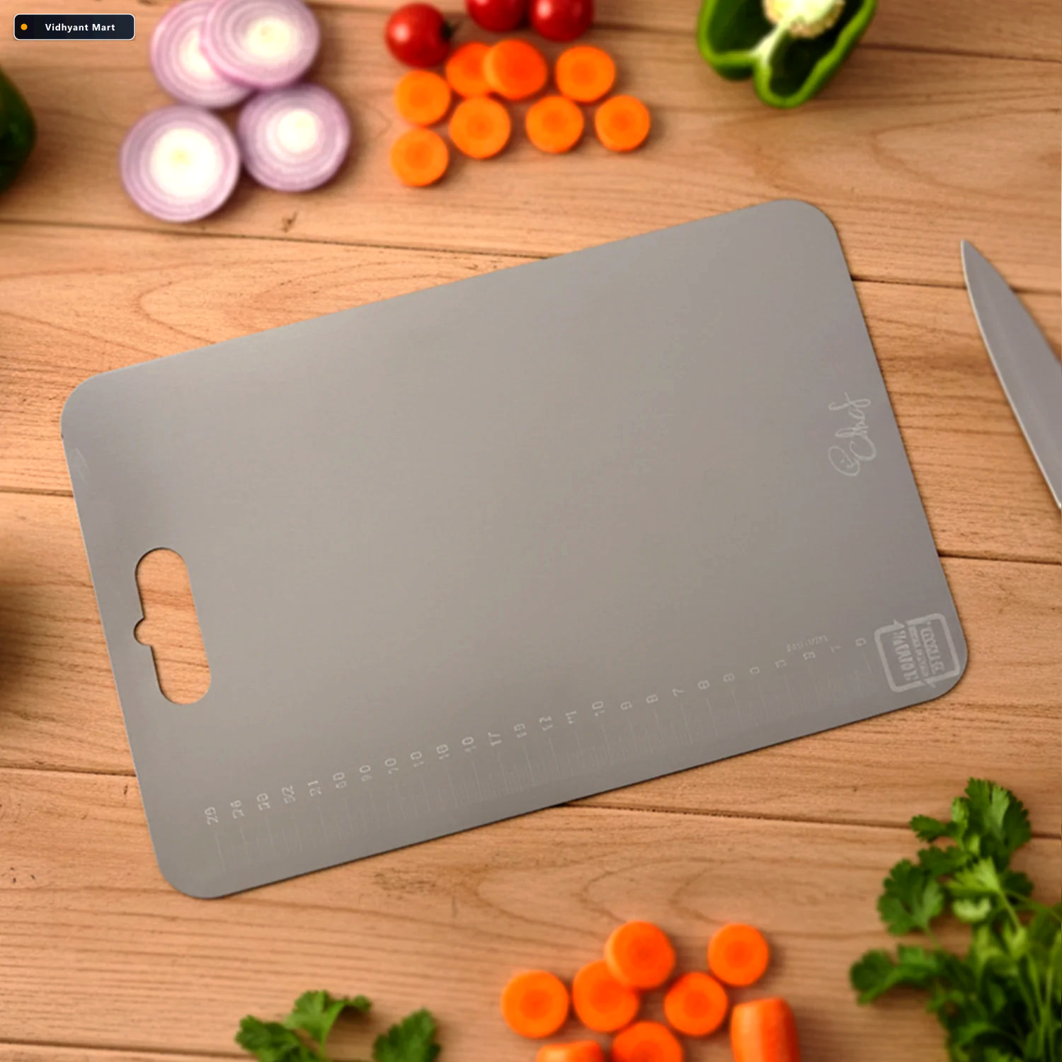 Vidhyant Mart Large Stainless Steel Cutting Board 31x205cm With 2