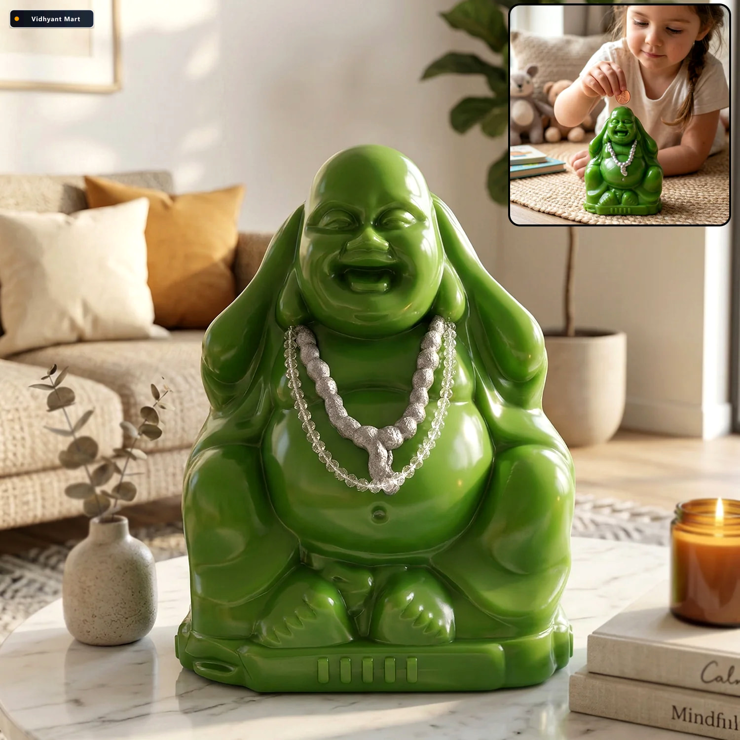 Vidhyant Mart Laughing Buddha Money Bank Decorative Coin Saving 1