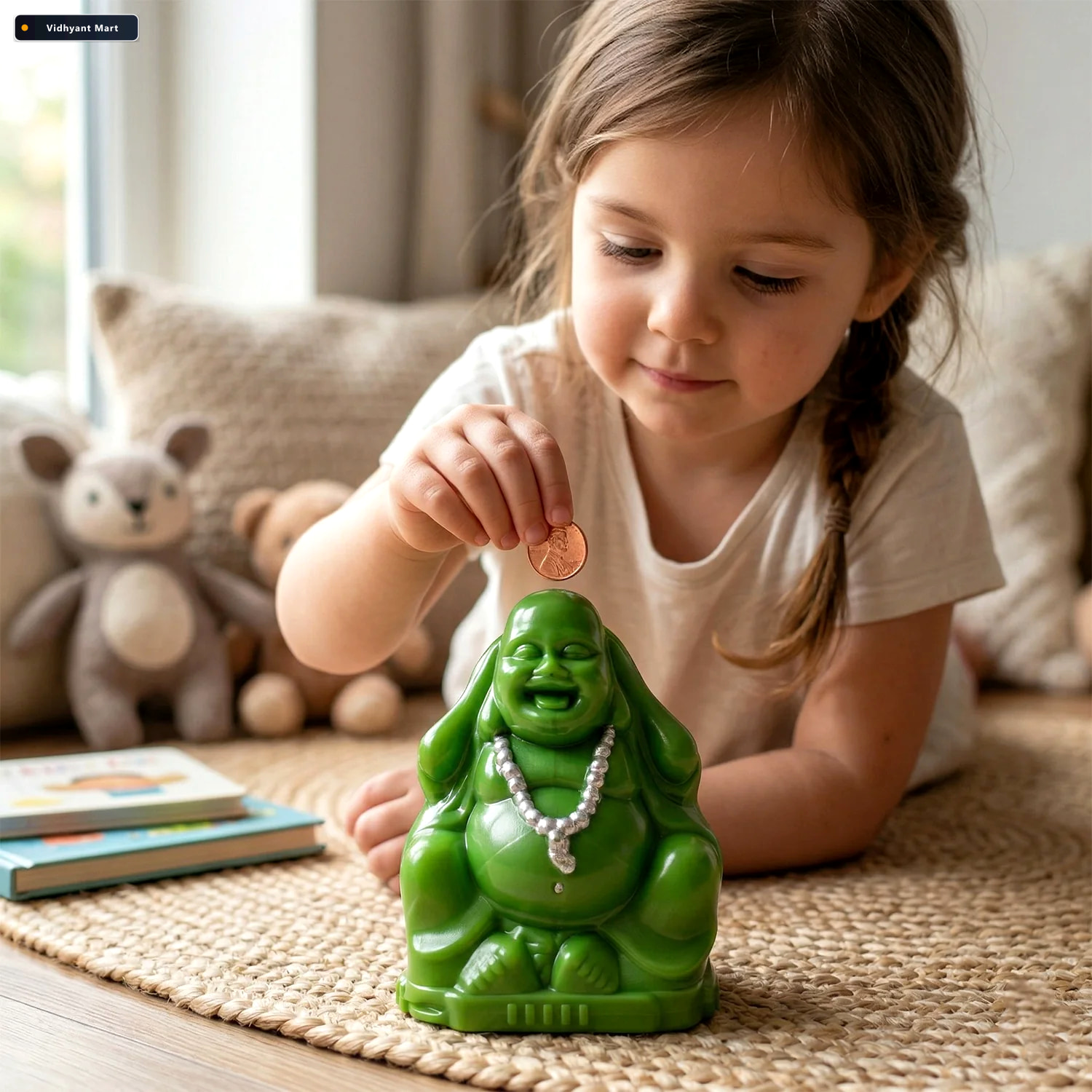 Vidhyant Mart Laughing Buddha Money Bank Decorative Coin Saving 4
