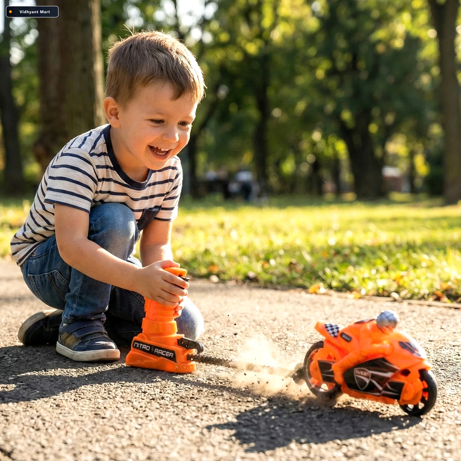 Vidhyant Mart Launcher Racing Bike Toy For Kids Manual Pull High 2