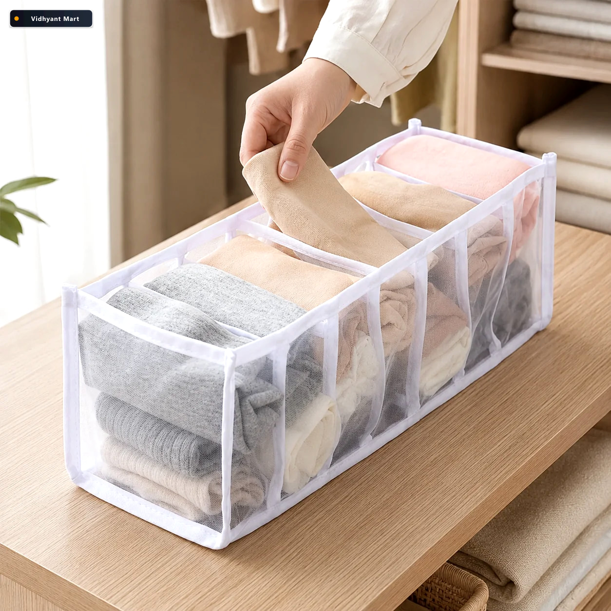 Vidhyant Mart Laundry 7 Section Bag Clothes Sorting Storage Indo 1