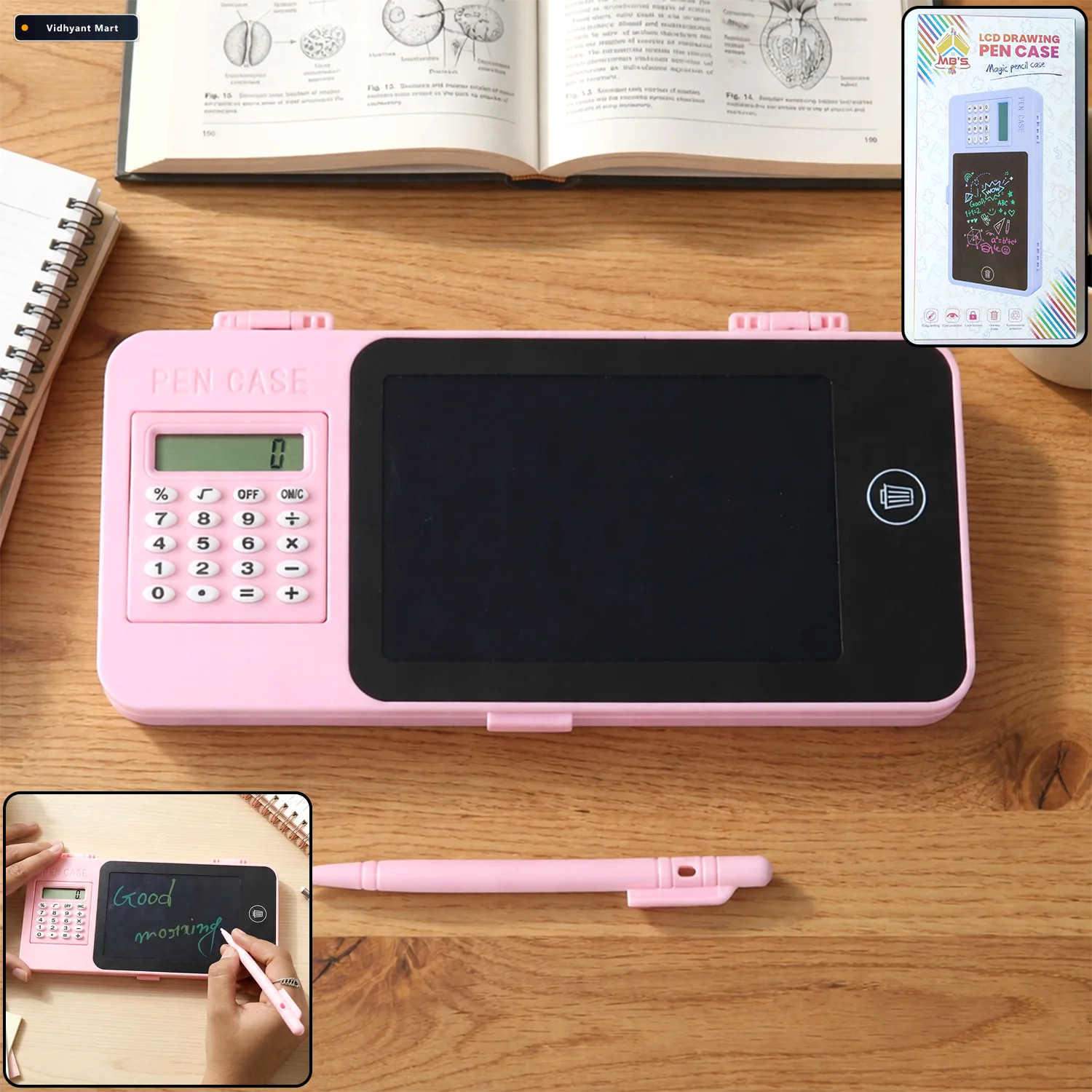 Vidhyant Mart Lcd Writing Tablet Pencil Case All In One Study Or 1