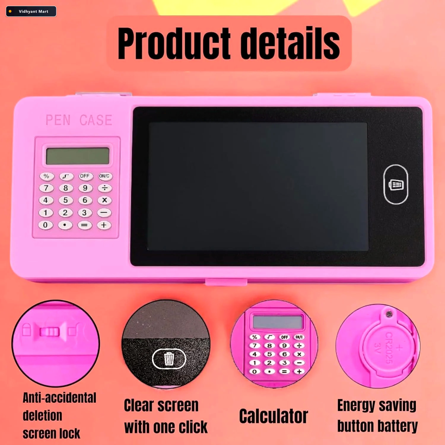 Vidhyant Mart Lcd Writing Tablet Pencil Case All In One Study Or 4
