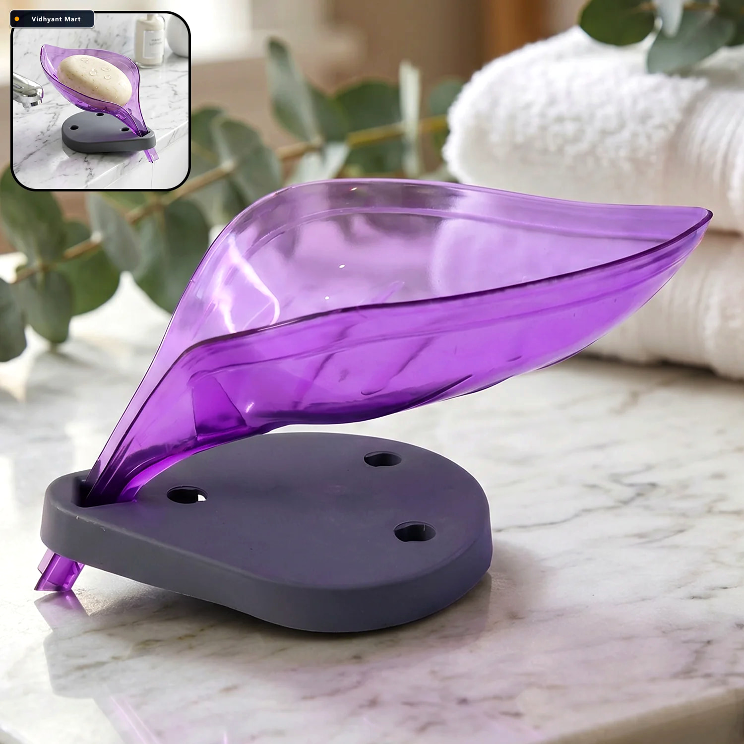 Vidhyant Mart Leaf Shape Soap Tray Self Draining Holder Velvetbu 1