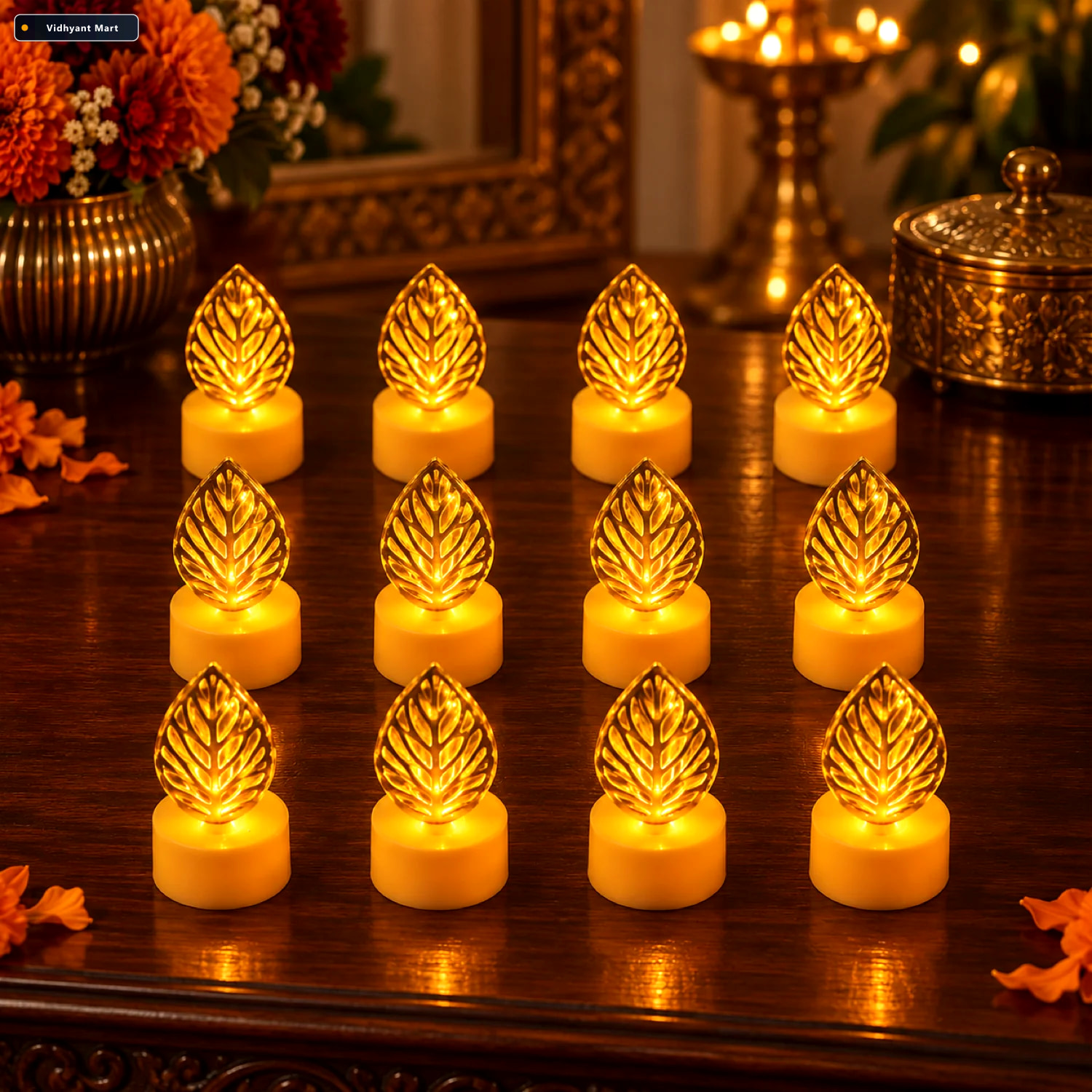 Vidhyant Mart Leaf Shaped Flameless Led Candles Elegant Decorati 1
