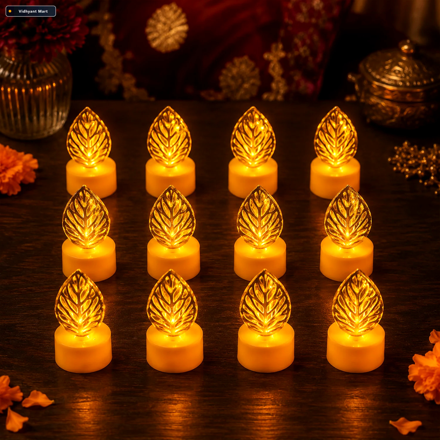 Vidhyant Mart Leaf Shaped Flameless Led Candles Elegant Decorati 2