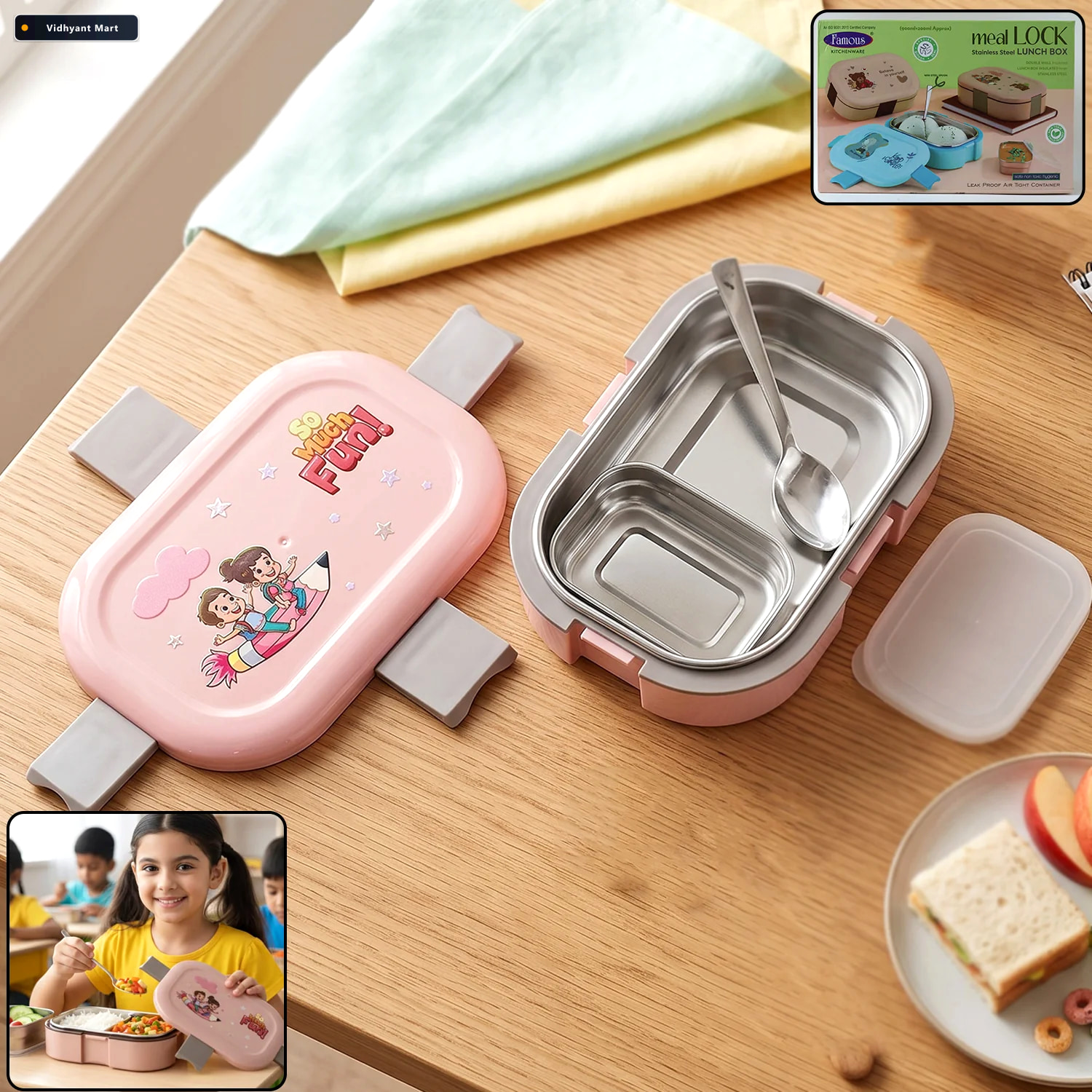 Vidhyant Mart Leak Proof Stainless Steel Lunch Box Premium Airti 1