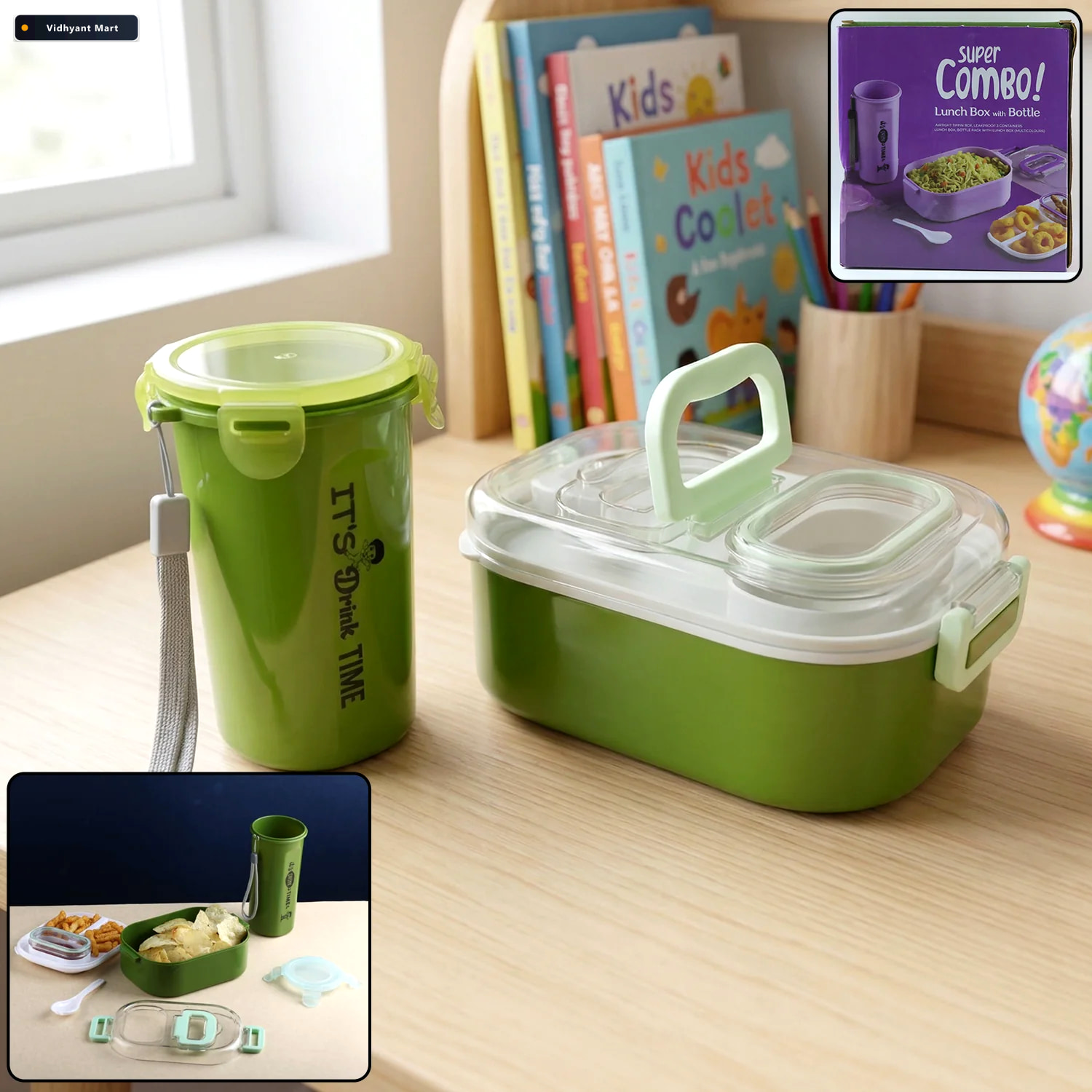 Vidhyant Mart Leakproof Lunch Box Set Bpa Free With Tumbler Cutl 1
