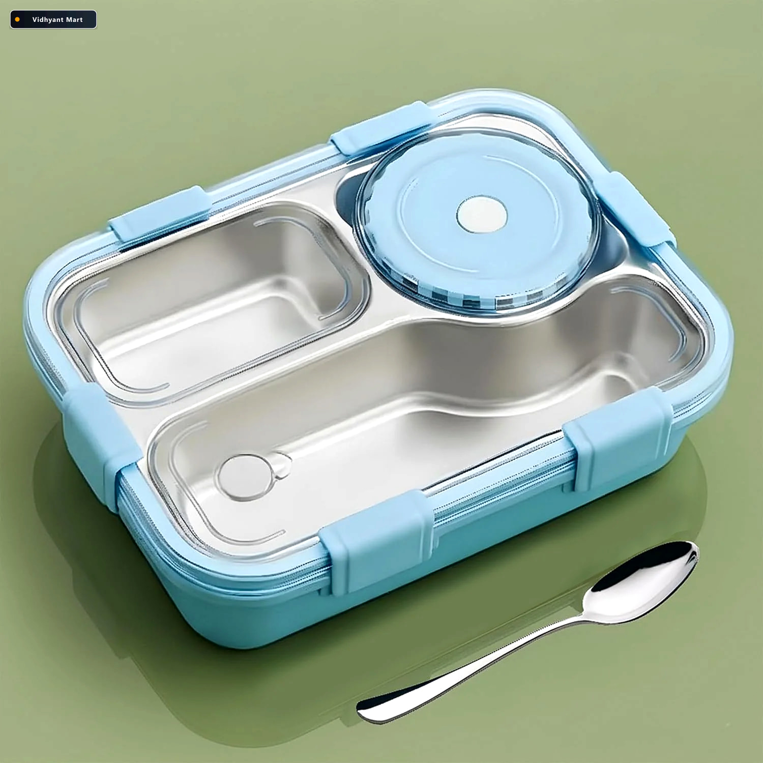 Vidhyant Mart Leakproof Stainless Steel Compartment Lunch Box Fo 3