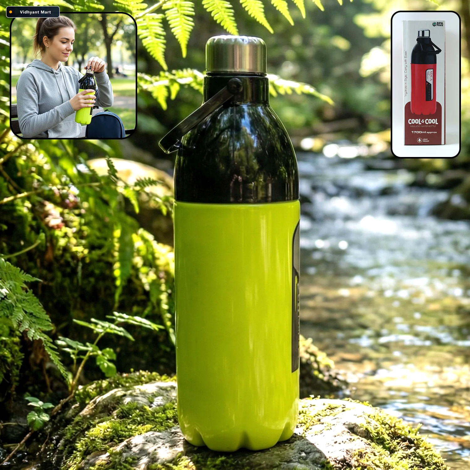 Vidhyant Mart Leakproof Water Bottle 1700ml Large Capacity With 1