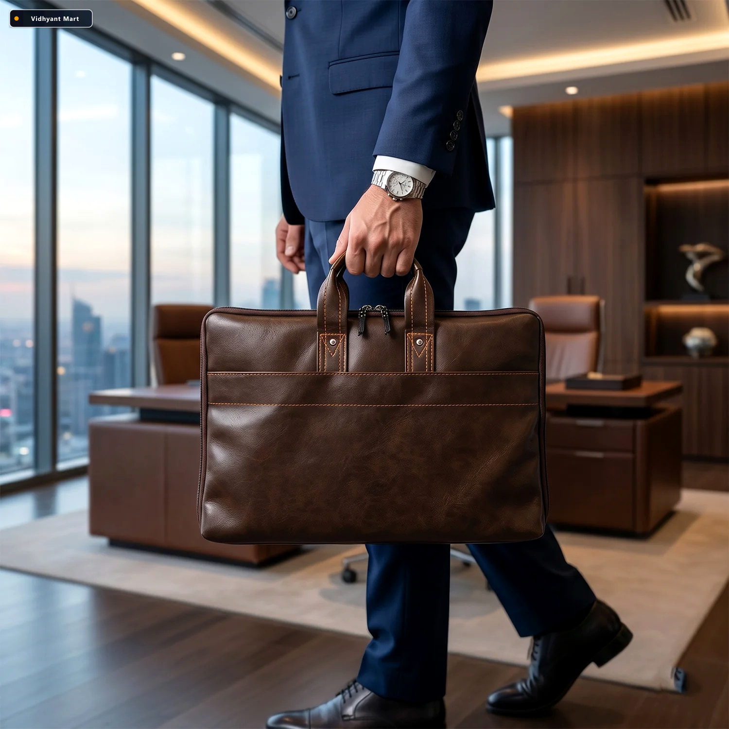 Vidhyant Mart Leather Laptop Bag Stylish Durable Office Briefcas 2