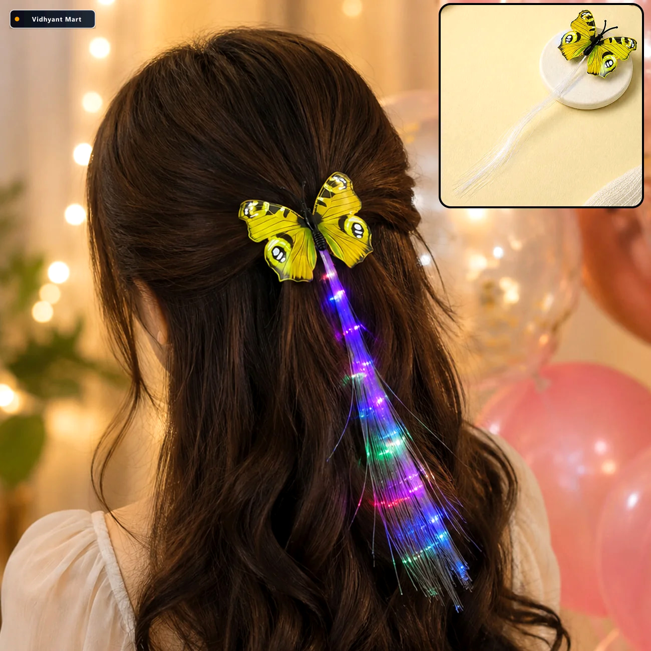 Vidhyant Mart Led Butterfly Hair Braid Clip Light Up Party Acces 1