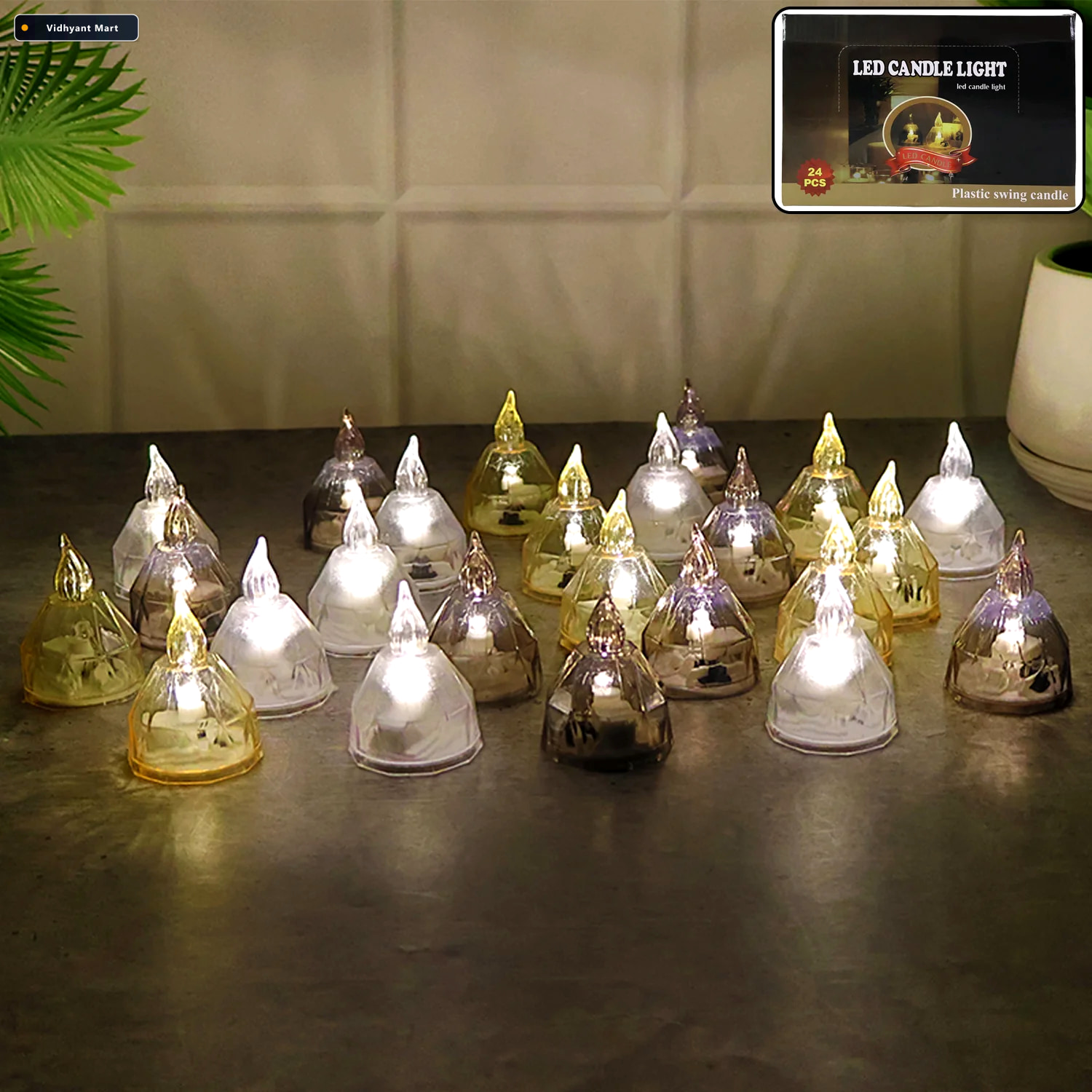 Vidhyant Mart Led Candle Lights Set 24 Premium Flameless Tealigh 2