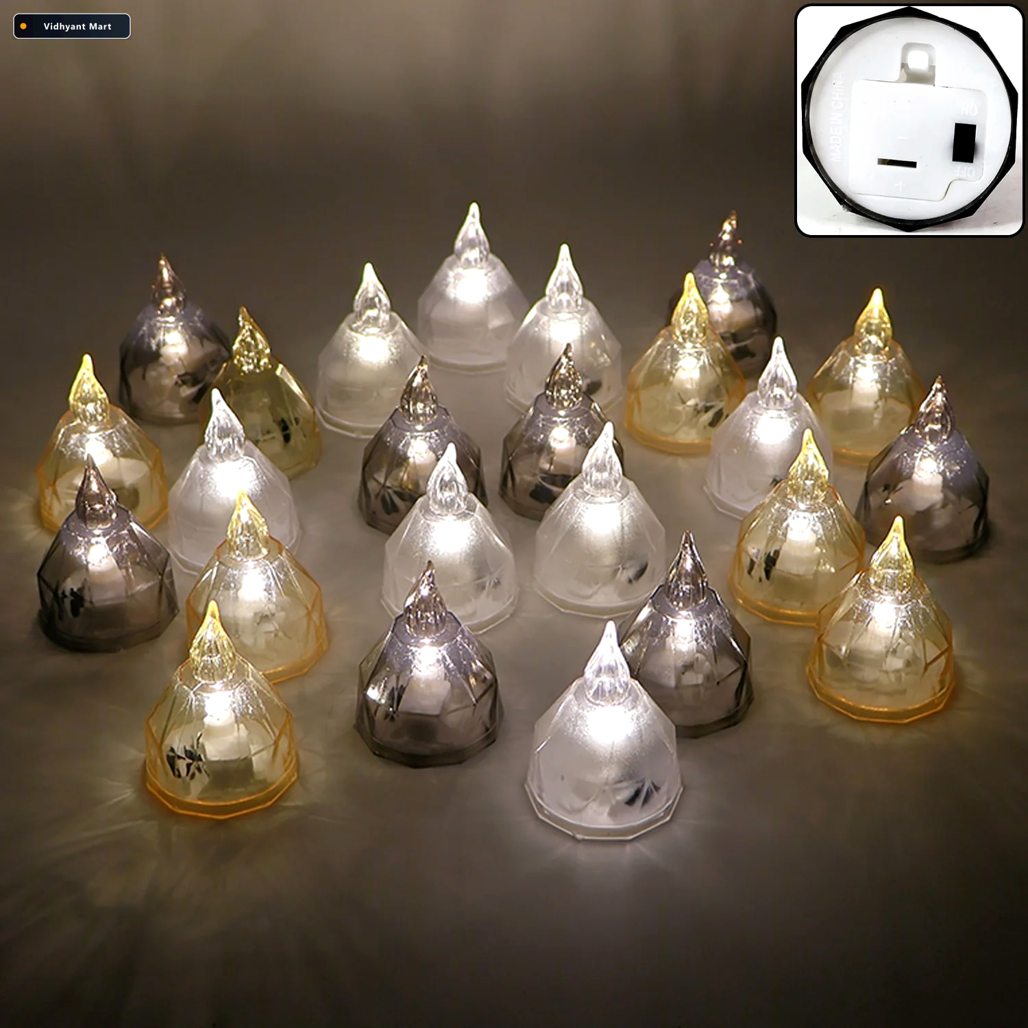 Vidhyant Mart Led Candle Lights Set 24 Premium Flameless Tealigh 3