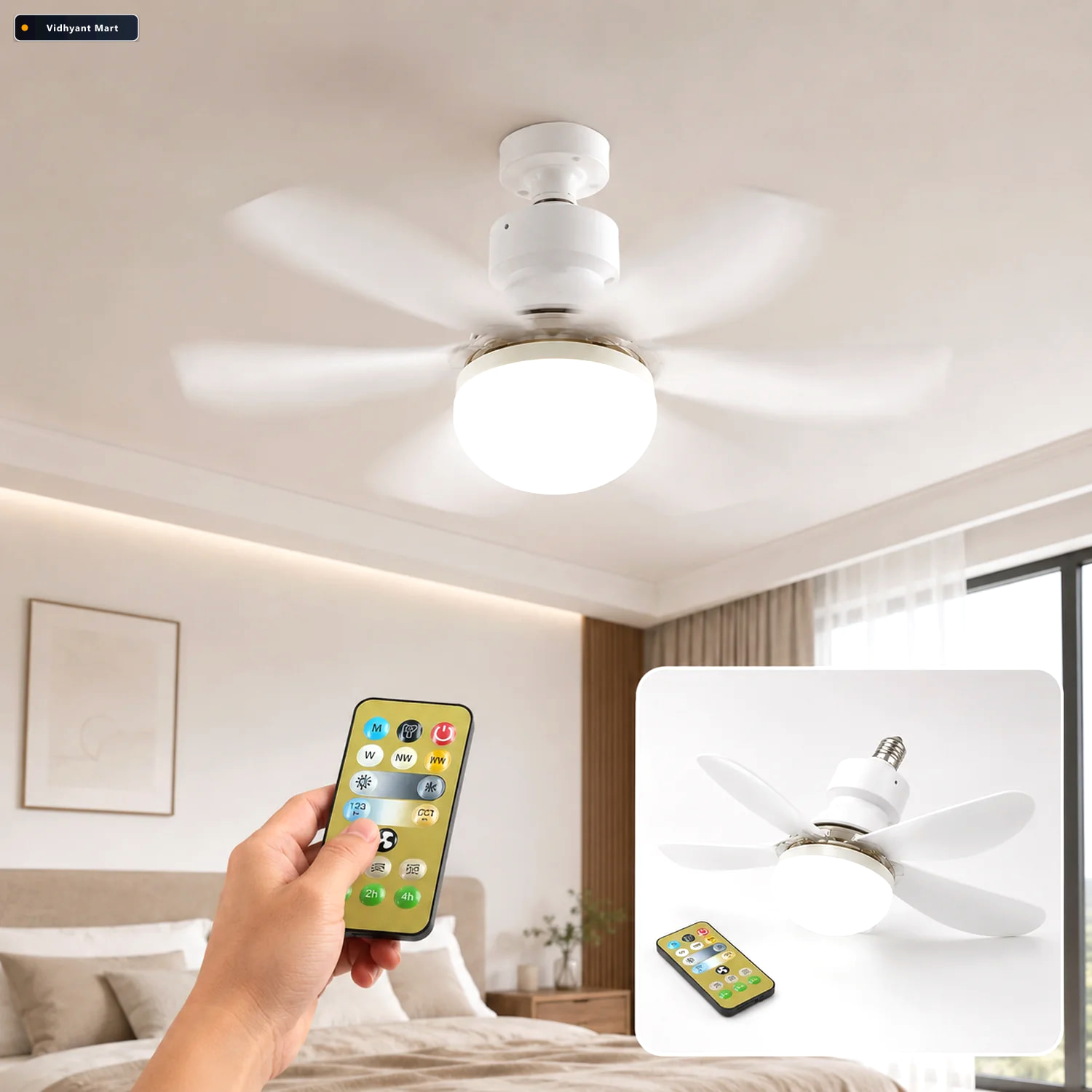 Vidhyant Mart Led Ceiling Fan Remote Control Triple Light Indo G 1