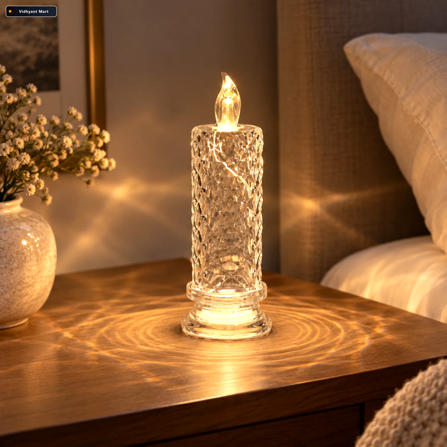 Vidhyant Mart Led Crystal Candle Light Flameless Safe Decorative 1