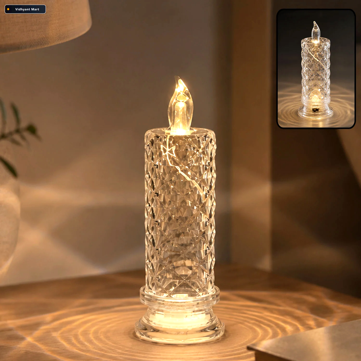 Vidhyant Mart Led Crystal Candle Light Flameless Safe Decorative 2