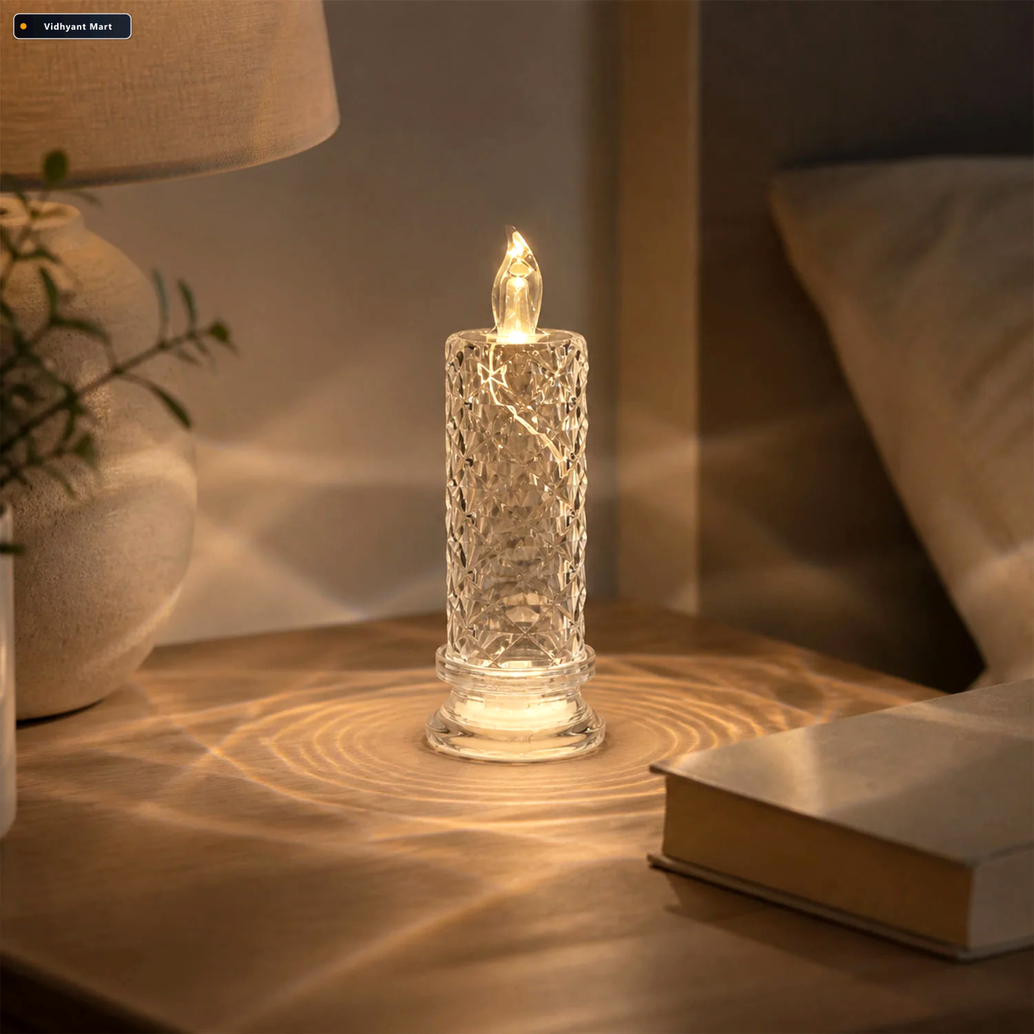 Vidhyant Mart Led Crystal Candle Light Flameless Safe Decorative 3