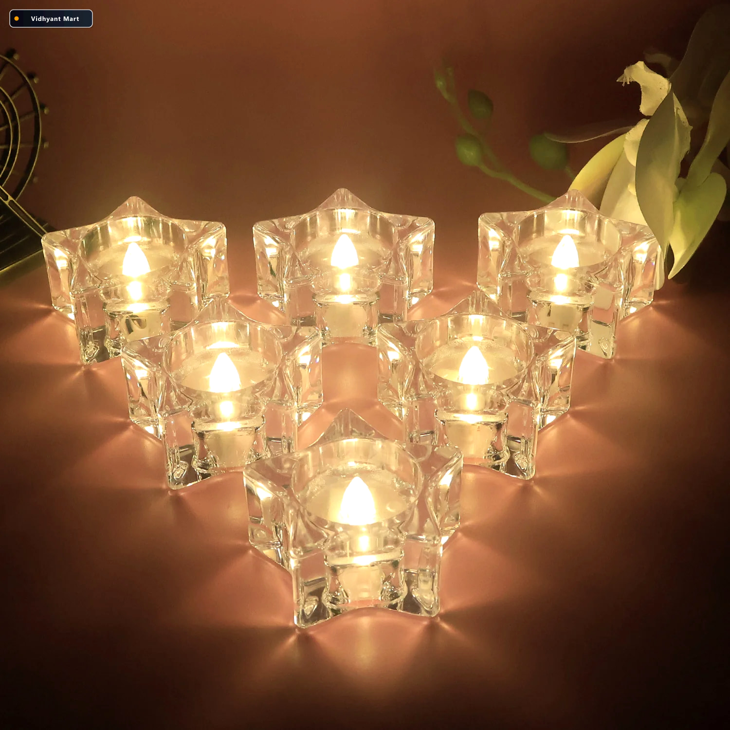 Vidhyant Mart Led Crystal Effect Flameless Candles Set Of 12 Dec 2