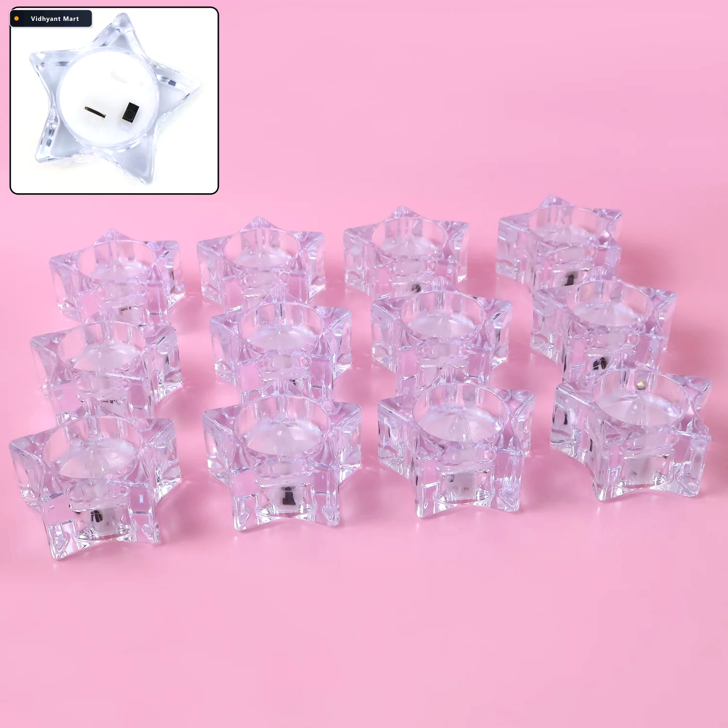 Vidhyant Mart Led Crystal Effect Flameless Candles Set Of 12 Dec 4