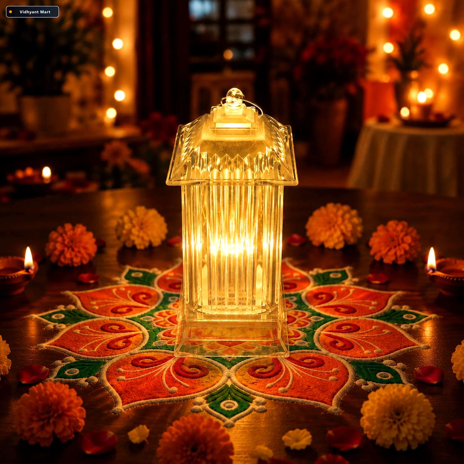 Vidhyant Mart Led Crystal Lamp Festive Flickering Candle Decor T 1