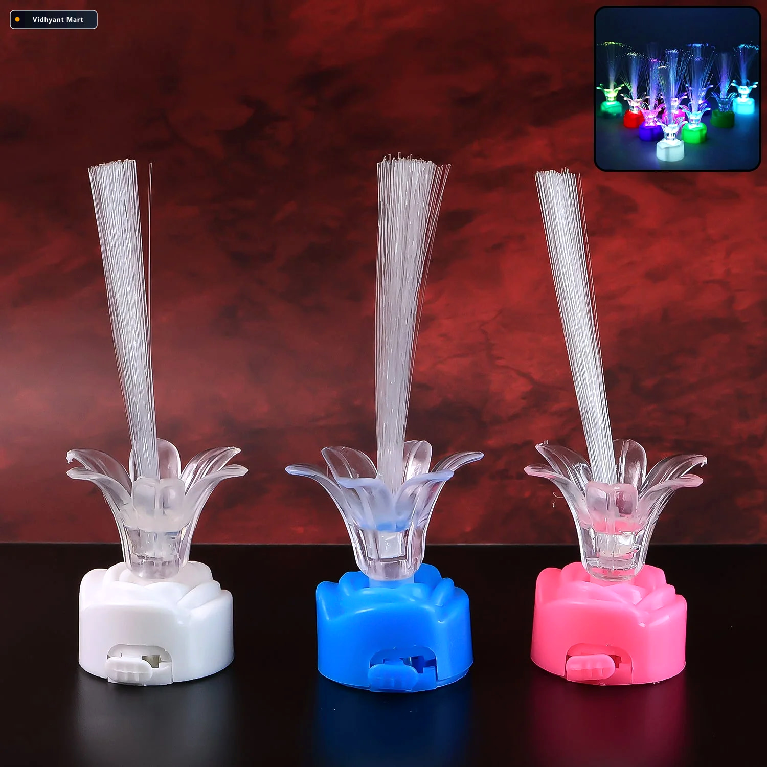 Vidhyant Mart Led Fiber Optic Flower Night Lamps Multi Color Amb 1