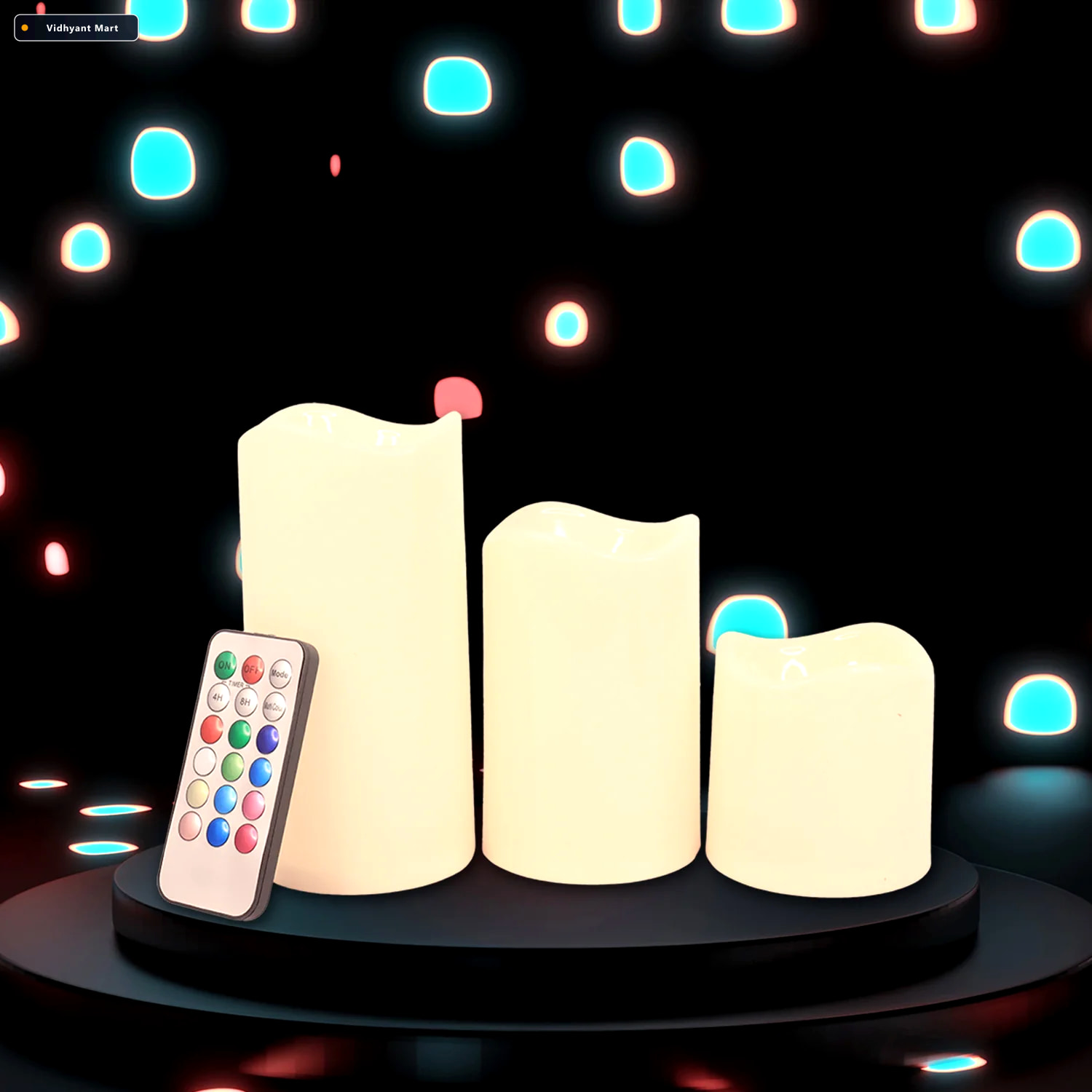 Vidhyant Mart Led Flameless Candle Set 3 Piece With Remote Contr 4