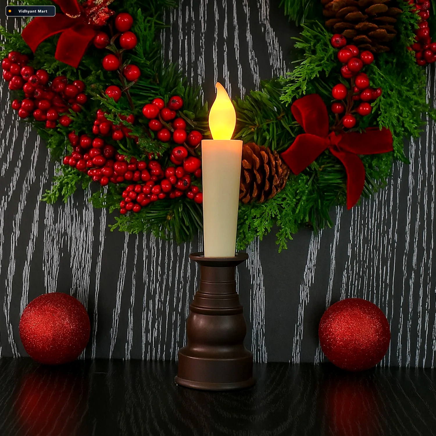 Vidhyant Mart Led Flameless Candle With Holder Elegant Flickerin 3