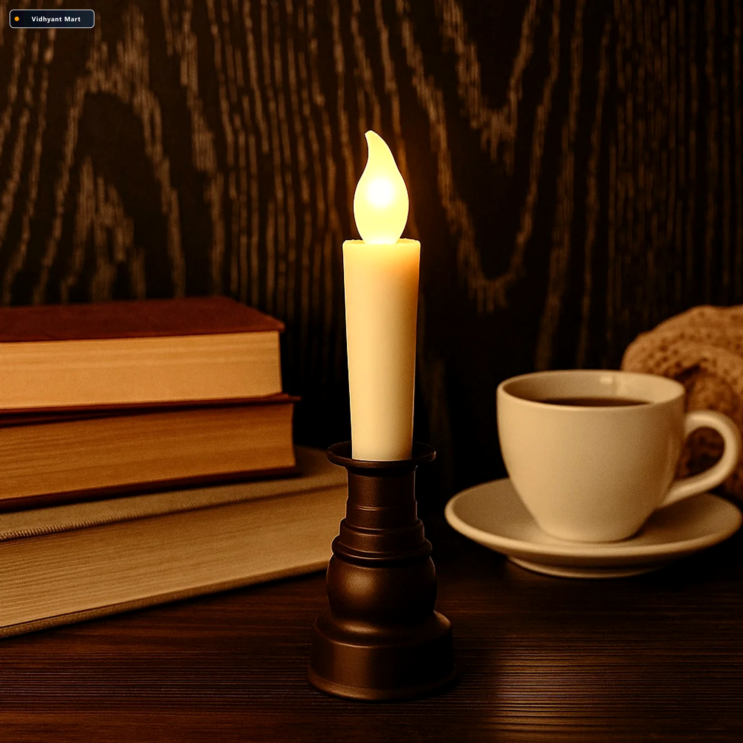 Vidhyant Mart Led Flameless Candle With Holder Elegant Flickerin 4