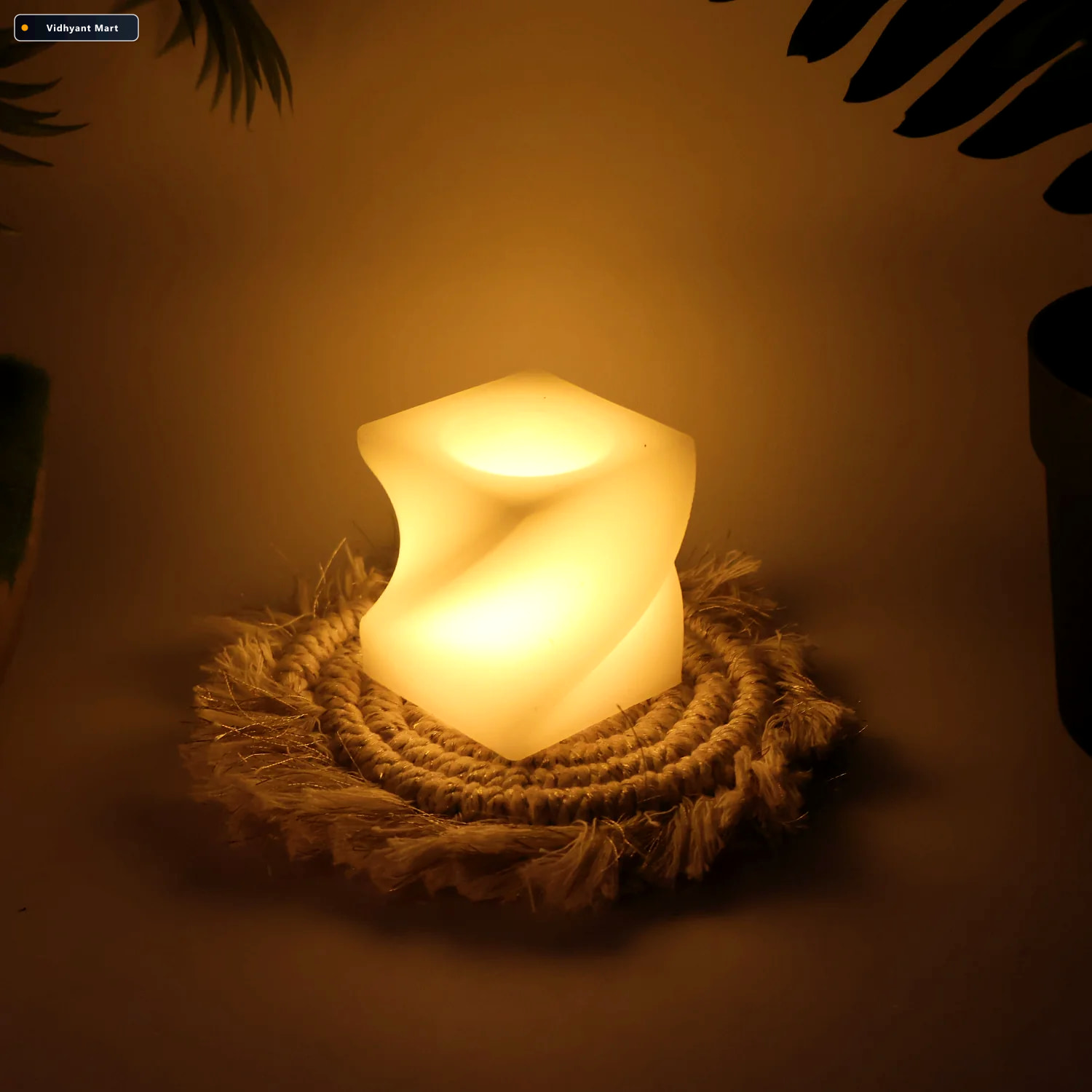 Vidhyant Mart Led Flameless Decorative Candle Set 12 Square Teal 2