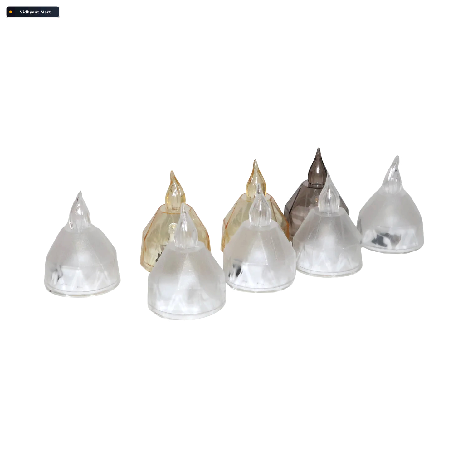 Vidhyant Mart Led Flameless Decorative Diyas Set Of 8 Crystal St 4