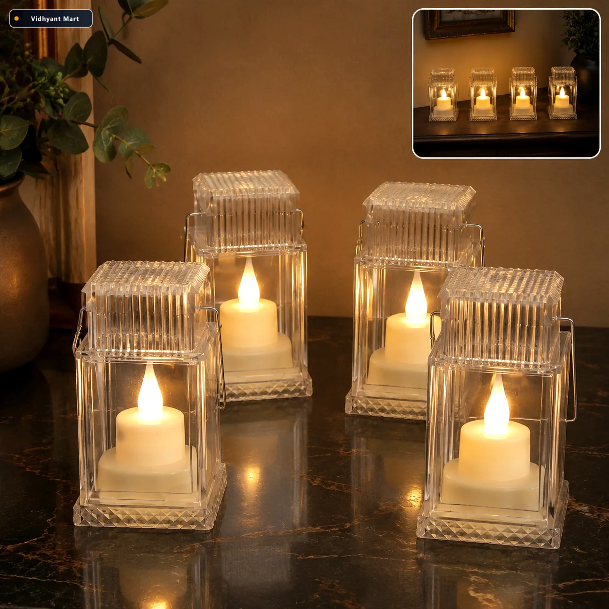 Vidhyant Mart Led Flameless Lantern Candles Safe Warm Glow Set O 2