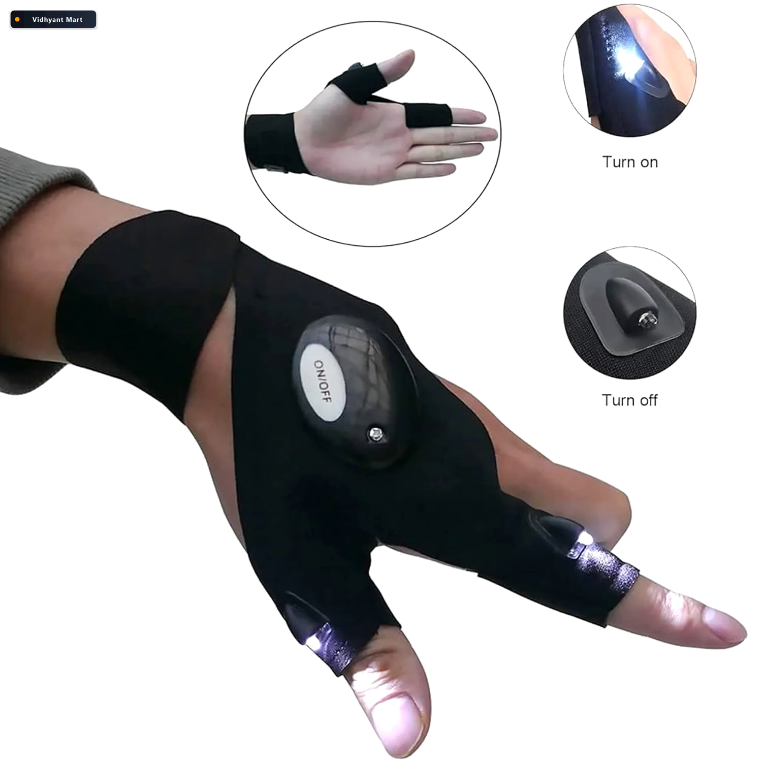 Vidhyant Mart Led Flashlight Gloves Hands Free Work Outdoor Ligh 2