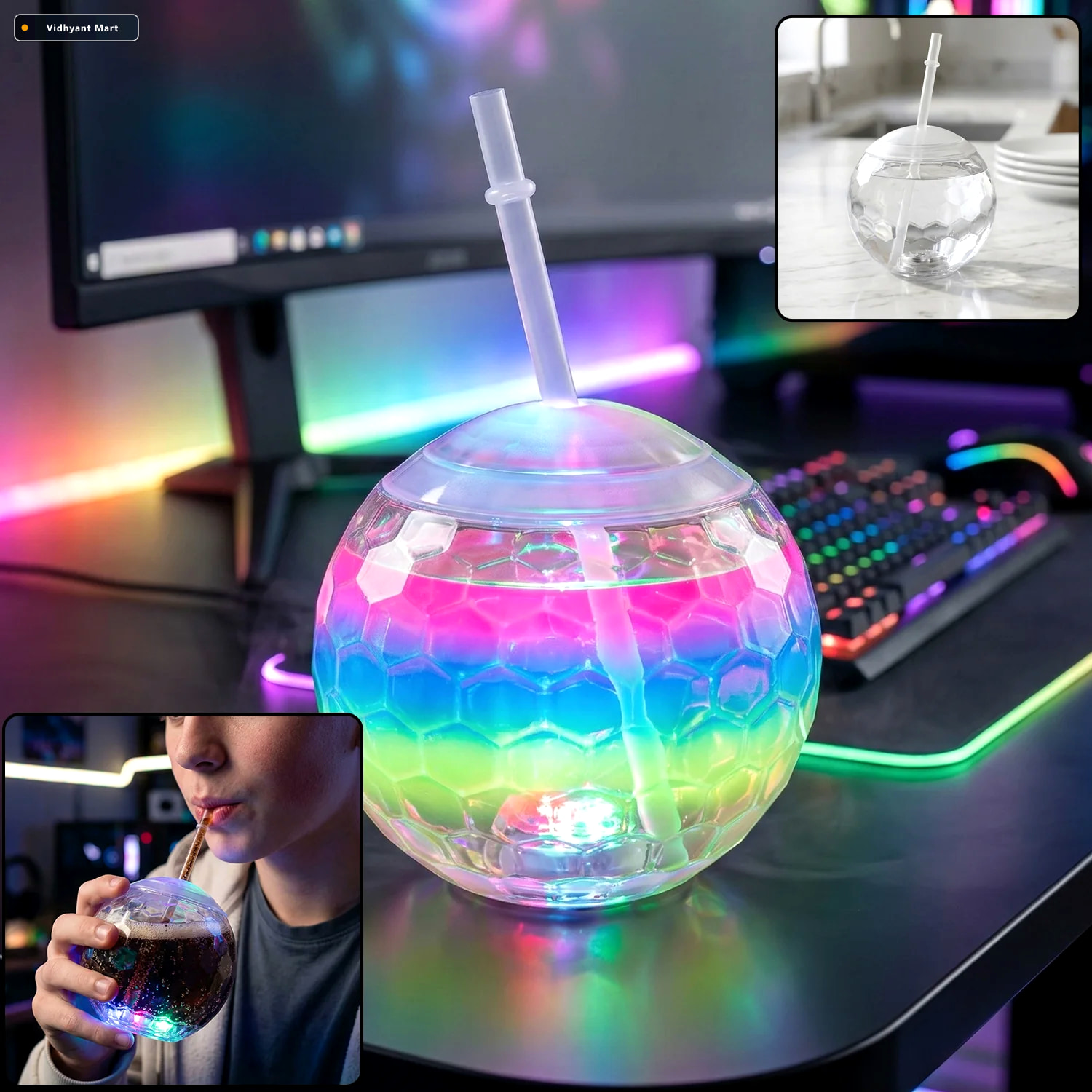 Vidhyant Mart Led Glow Drink Cup Vibrant Color Changing Light Up 1