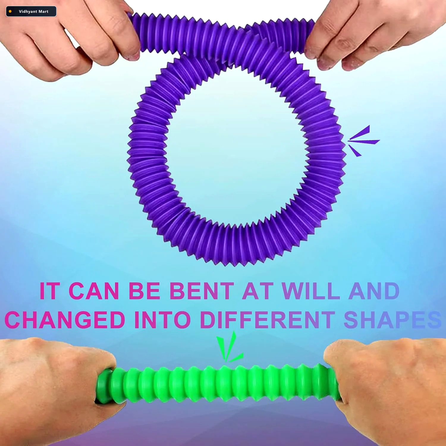 Vidhyant Mart Led Glow Pop Tube Stretchable Light Up Sensory Toy 3