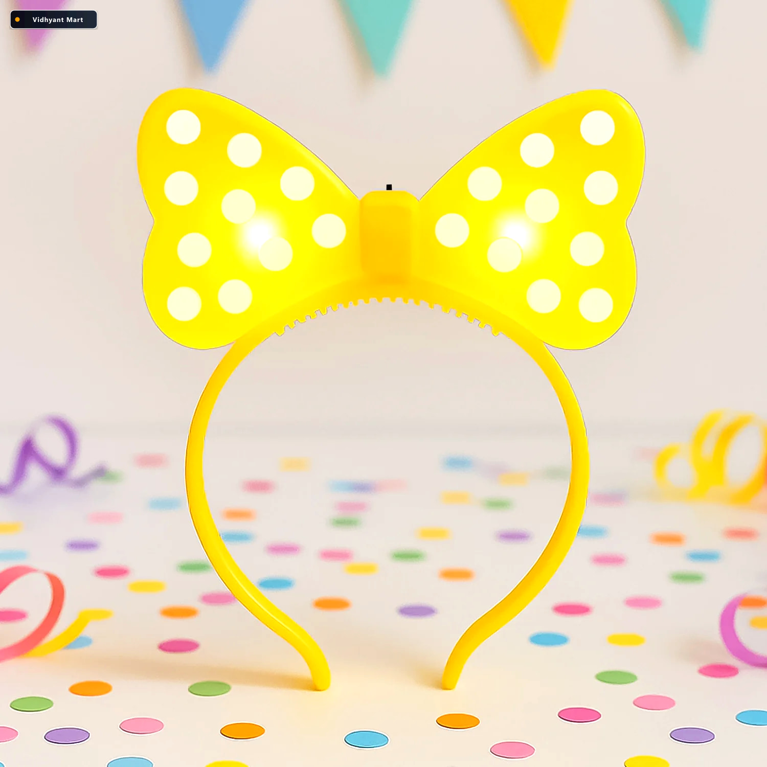 Vidhyant Mart Led Glowing Bow Hairband Fun Light Up Accessory Fo 1