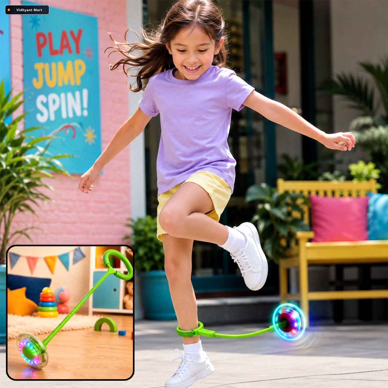Vidhyant Mart Led Jumping Ring For Kids Flashing Ankle Skip Ball 1