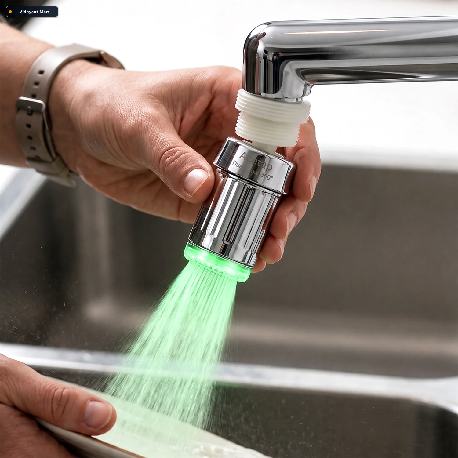 Vidhyant Mart Led Light Dual Flow Faucet Tap Adapter With Splash 2