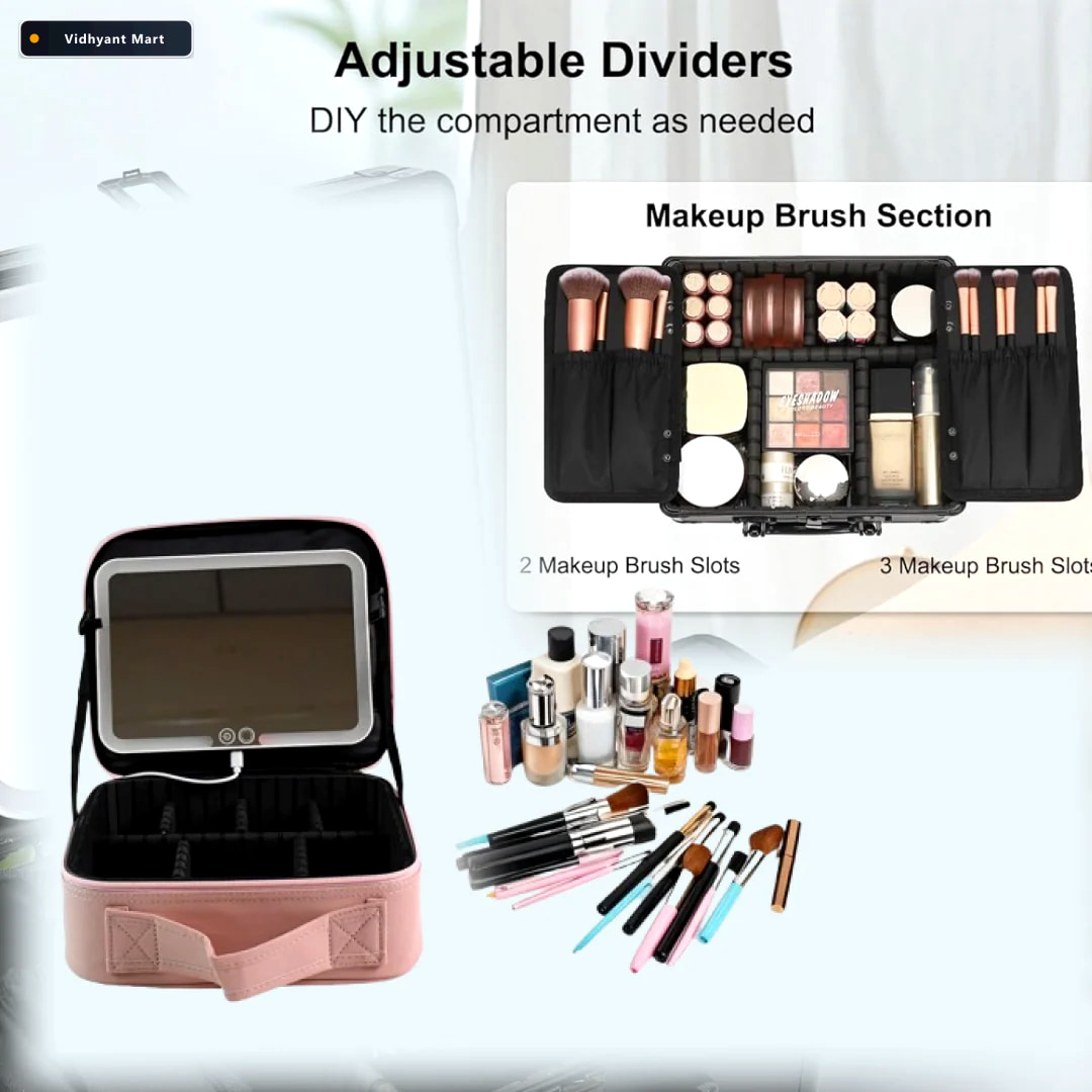 Vidhyant Mart Led Makeup Organizer Box Touch Sensor Mirror Usb R 2