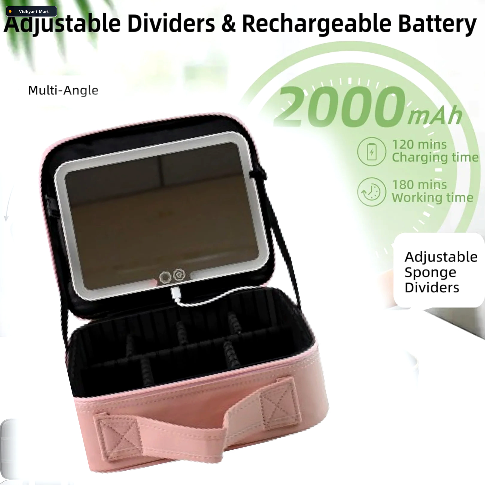 Vidhyant Mart Led Makeup Organizer Box Touch Sensor Mirror Usb R 5