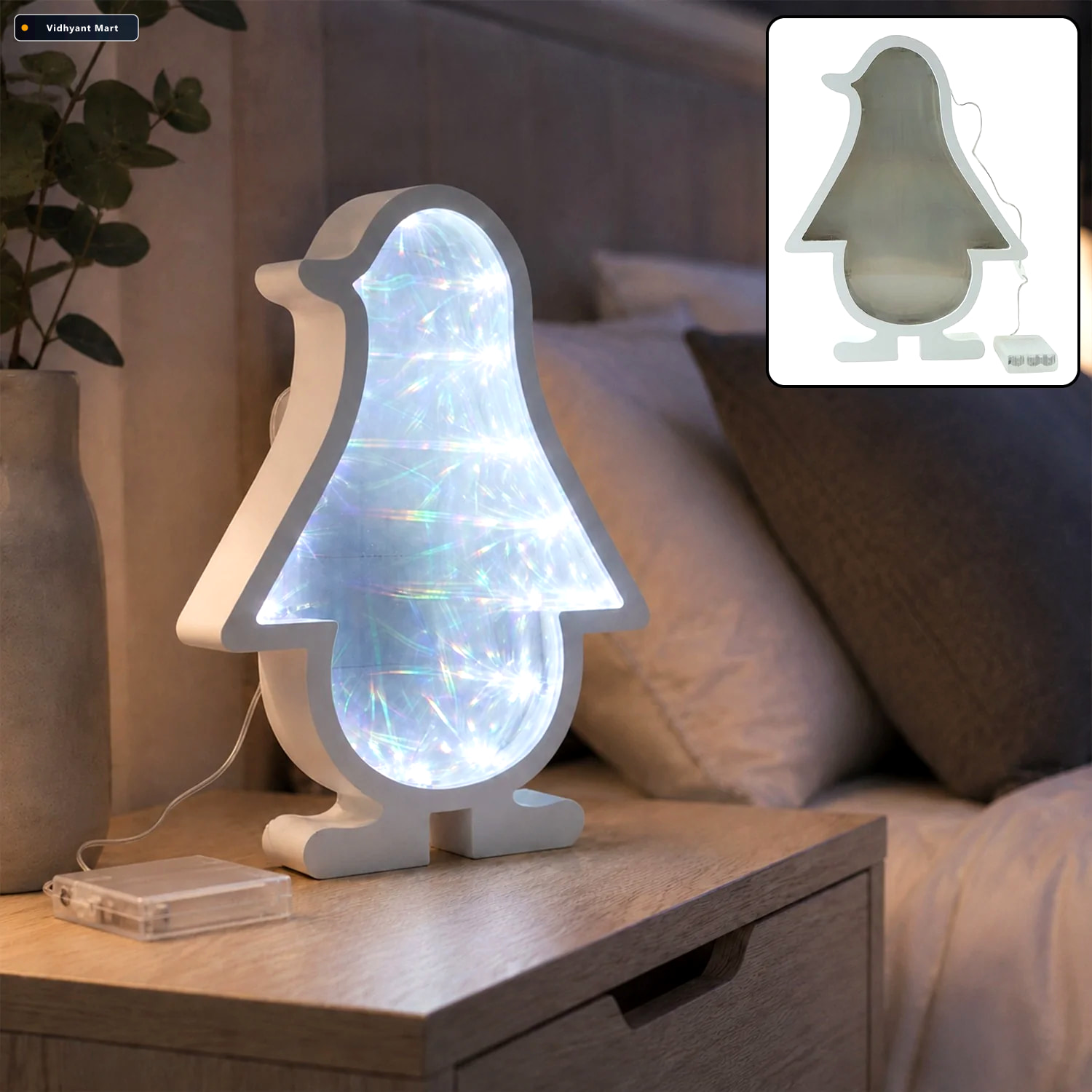 Vidhyant Mart Led Penguin Infinity Mirror Light For Room Decor A 1