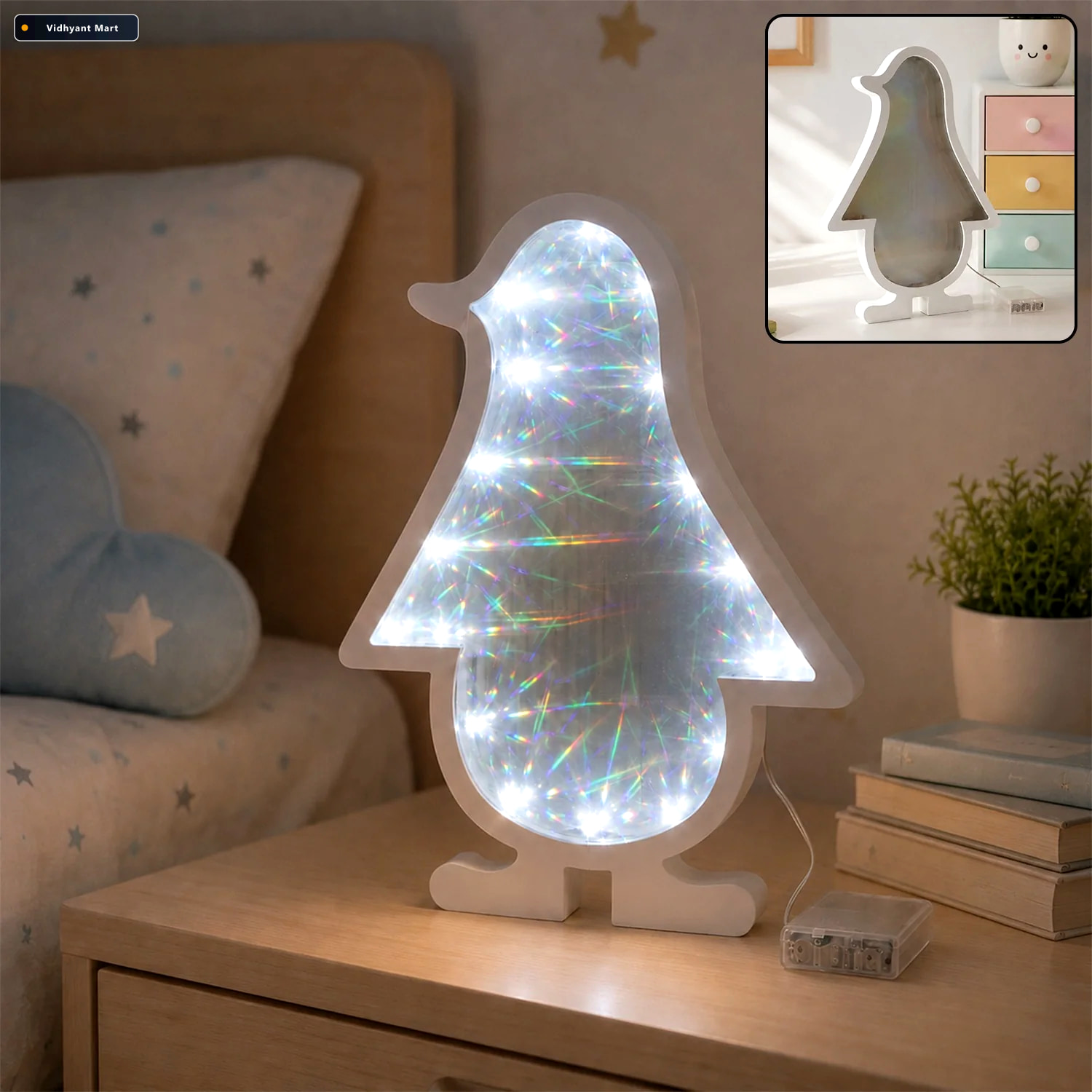Vidhyant Mart Led Penguin Infinity Mirror Light Mesmerizing Home 1
