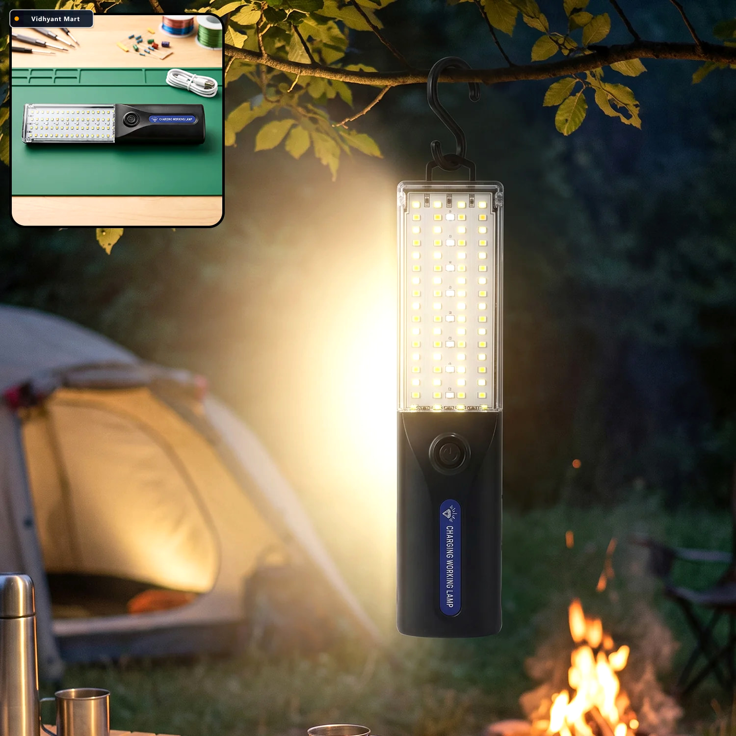 Vidhyant Mart Led Rechargeable Working Lamp With Hanging Hook Fo 2